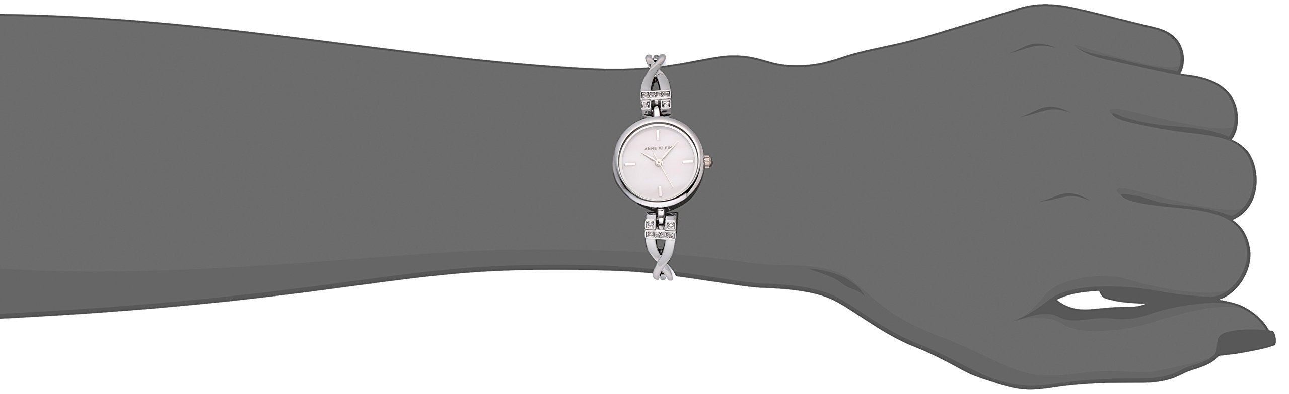 Anne Klein Women's Premium Crystal Accented Silver-Tone Watch & Bracelet Set - Elegant Jewelry Gift for Her, Perfect for Parties, Weddings & Special Occasions