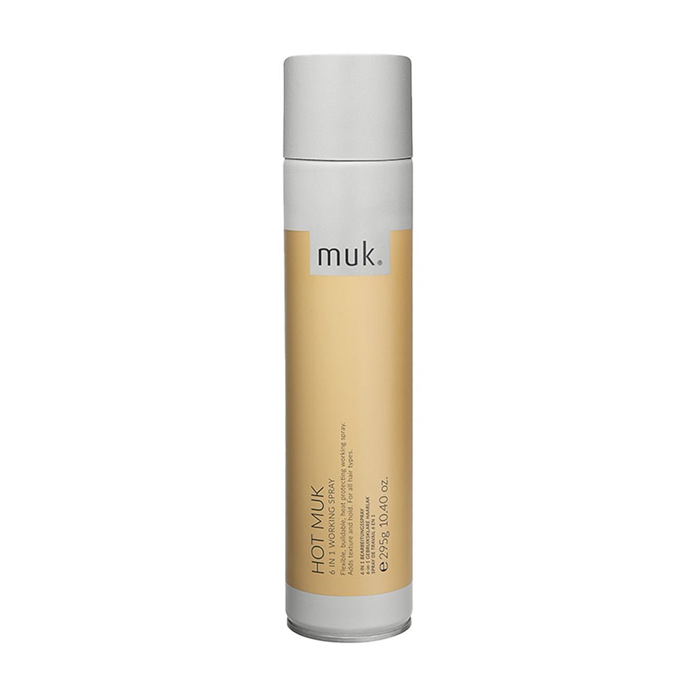 MUK Hot 6-in-1 Working Hair Spray 295g - Professional Styling for Volume, Hold & Shine - Perfect for Salon, Wedding & Everyday Hairstyles