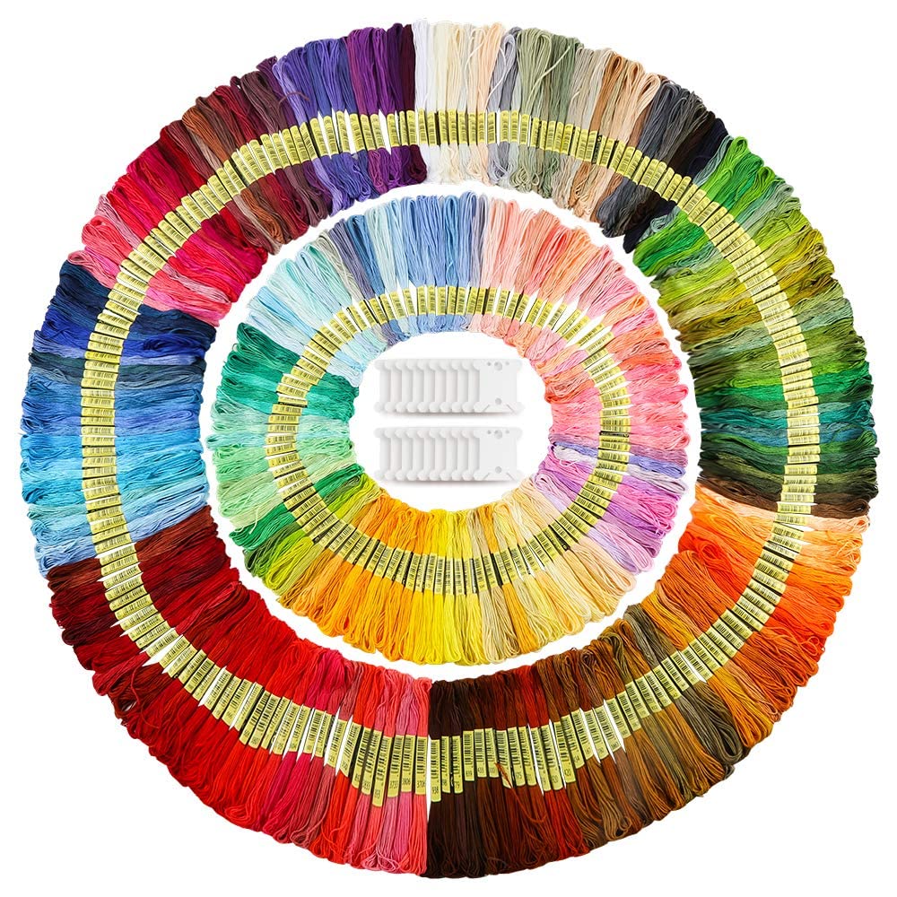 Caydo 100 Skeins Embroidery Floss Kit for Friendship Bracelets, Cross Stitch & Handicrafts - Includes 12 Plastic Bobbins for Easy Thread Organization - Perfect for DIY Crafts, Sewing Projects & Gift Making