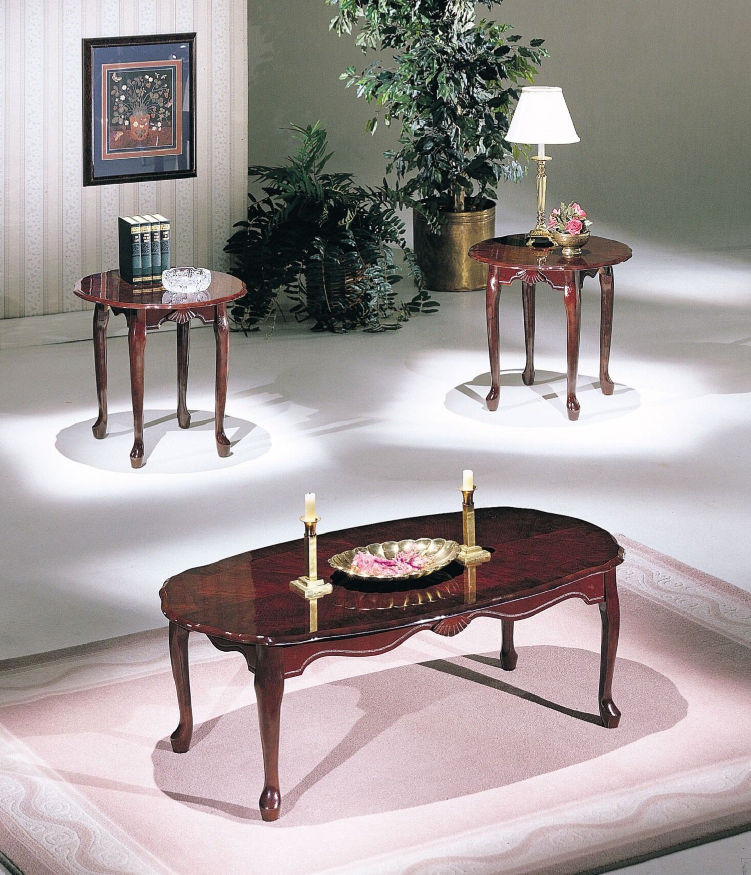 Major-Q Traditional Style Cherry Finish 3-Piece Coffee Table and End Table Set - Perfect for Living Room, Lounge & Home Decor (9002402)