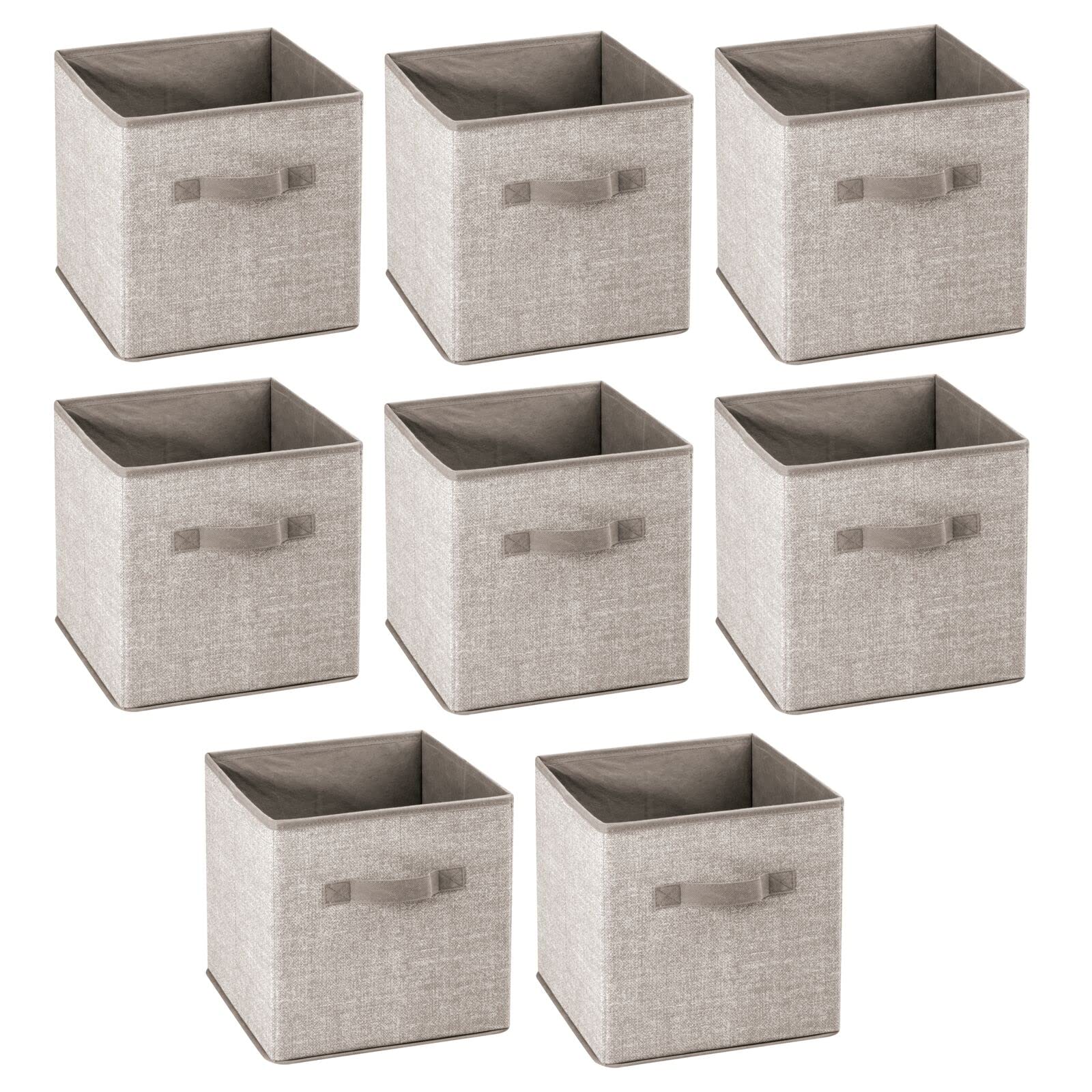 mDesign Small Fabric Collapsible Storage Bins 8-Pack - Foldable Organizer Cubes with Handles for Closet, Bedroom & Cube Furniture - Perfect for Clothes, Linens & Accessories Storage - Space-Saving Linen Storage Bins for Home Organization (Lido Collection)