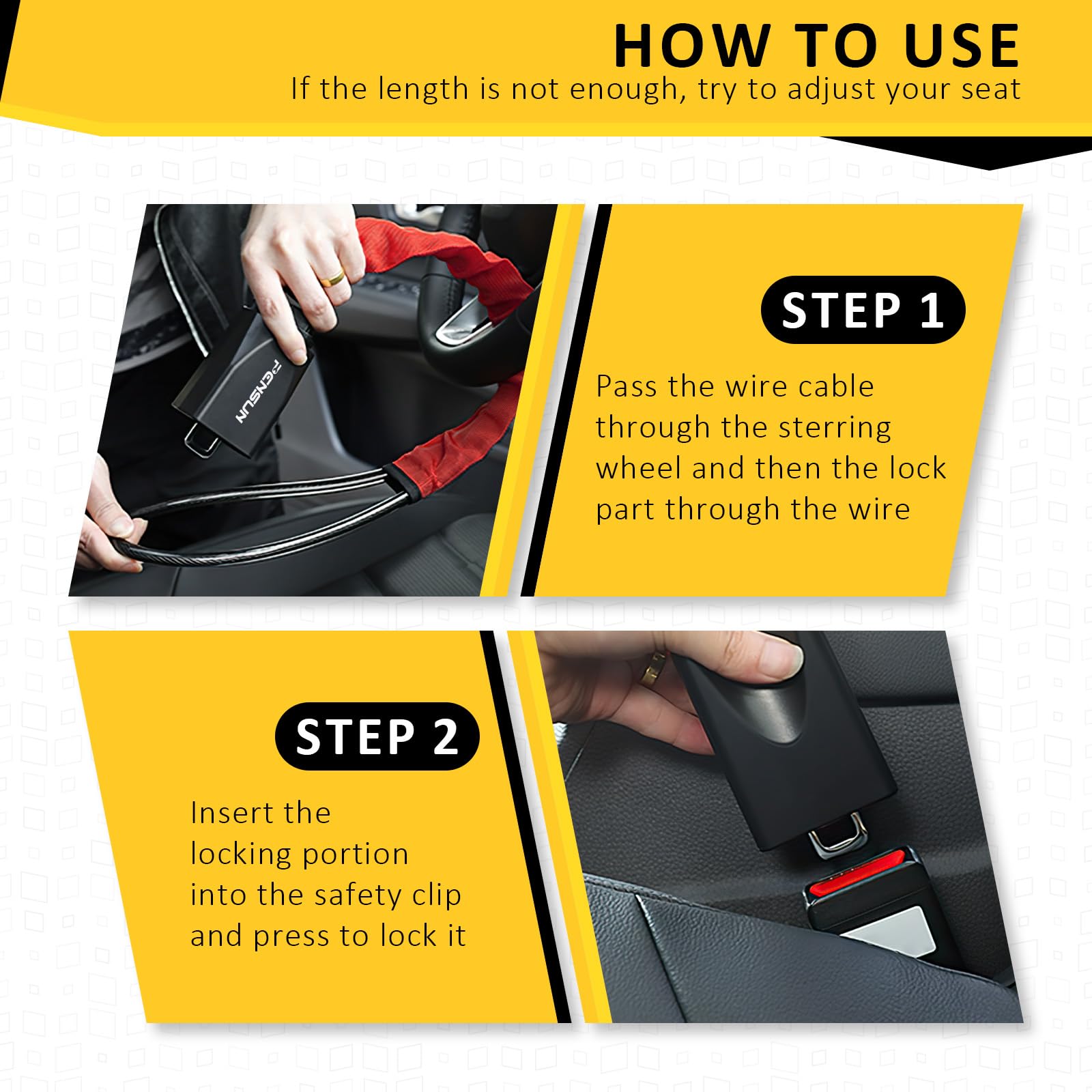 Universal Anti-Theft Car Steering Wheel Lock - Fits Most Vehicles, Trucks, SUVs & Vans - Heavy Duty Security Device with 3 Keys (Red) - Perfect for Parking Protection & Theft Prevention