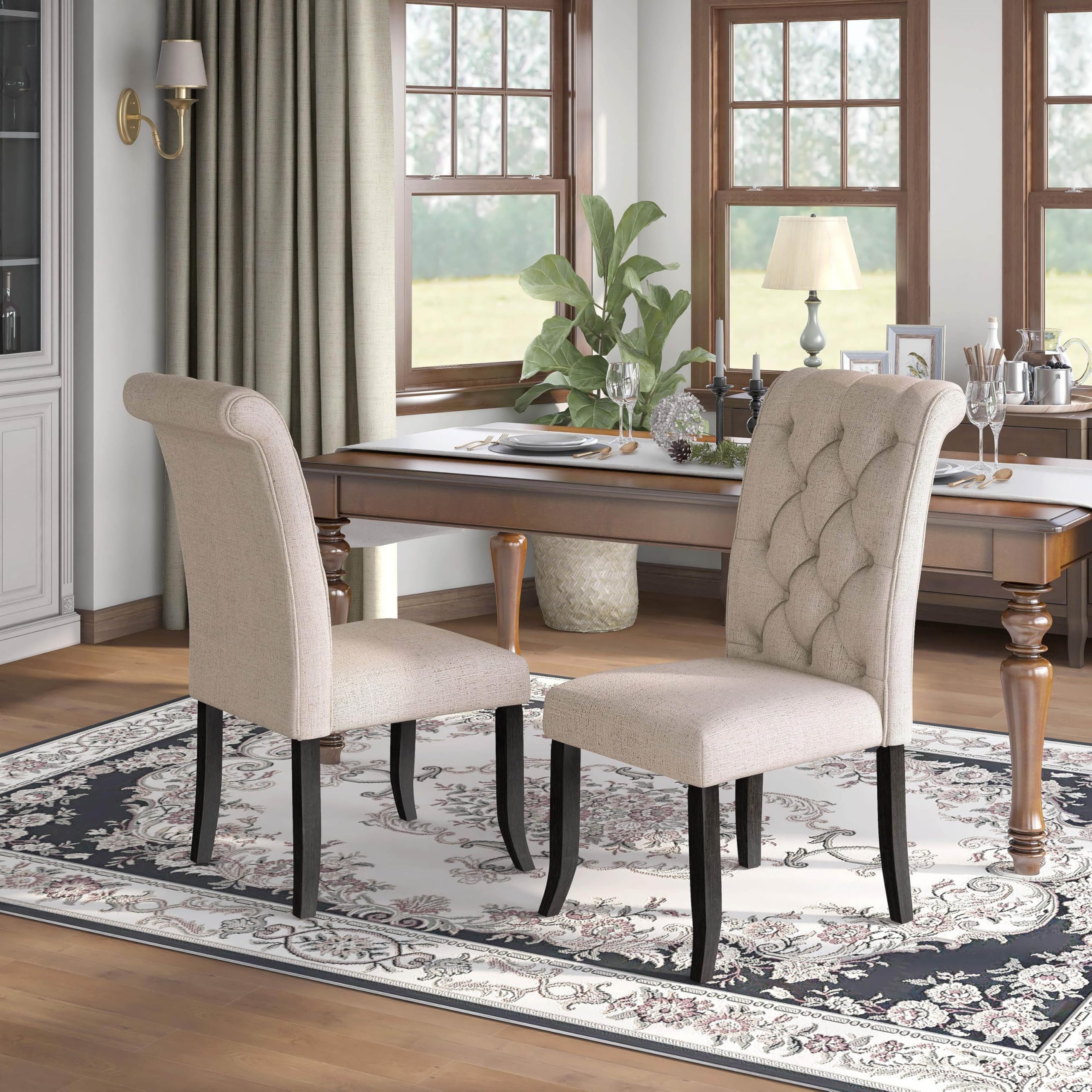 Furniture of America Giano Ivory Side Chairs (Set of 2) - Modern Dining Room Chairs for Kitchen, Living Room & Office - Comfortable & Stylish Home Decor
