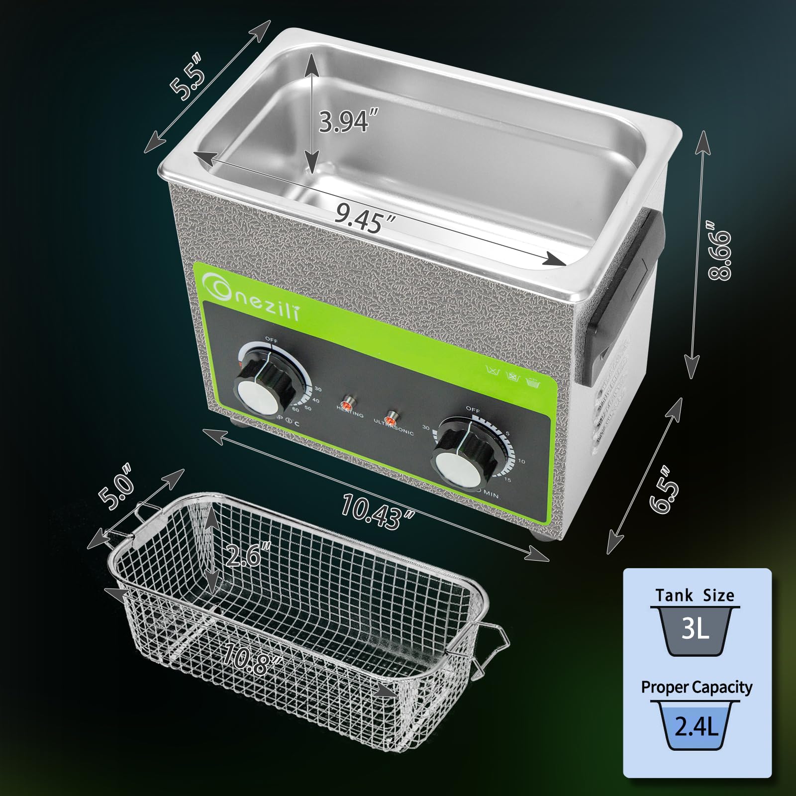 ONEZILI 3L Ultrasonic Cleaner with Industrial Transducers - 120W Timer Ultrasound Cleaning Machine for Jewelry, Glasses, Watches & Small Parts | Perfect for Home, Lab & Jewelry Store Use