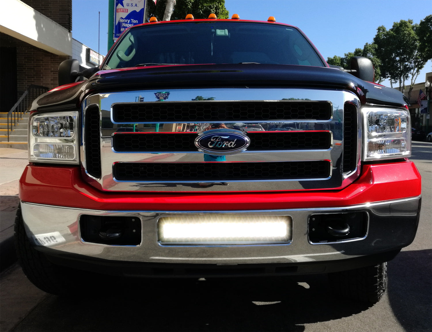 120W 20 LED Light Bar with Lower Bumper Bracket & Wiring Harness - Compatible with 1999-2007 Ford F250 F350 Super Duty Trucks - Perfect for Off-Roading, Night Driving & Work Lighting