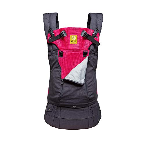 LÍLLÉbaby Complete All Seasons Ergonomic 6-in-1 Baby Carrier for Newborn to Toddler (7-45 lbs) - 360° Adjustable Baby Wrap with Lumbar Support - Inward & Outward Facing - Charcoal/Berry - Perfect for Hands-Free Parenting, Shopping & Outdoor Adventures