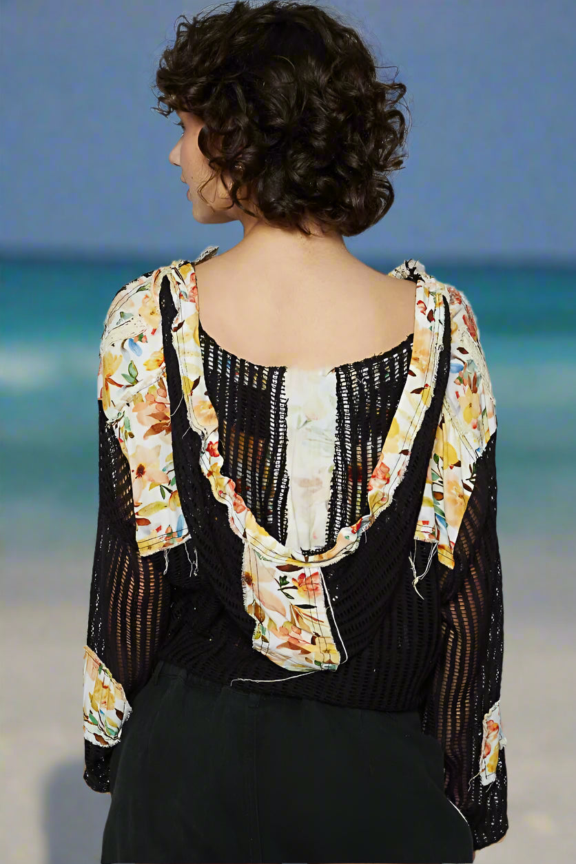 Boho Crochet Hoodie Jacket - Patchwork Beach Cover Up for Women, Lightweight Summer Cardigan, Perfect for Beach Outings, Music Festivals & Casual Wear