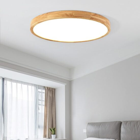 Divana Scandinavian Wooden Round and Slim Ceiling Lamp - Modern Nordic Pendant Light for Living Room, Bedroom & Dining Room - Perfect for Home Decor and Cozy Ambiance
