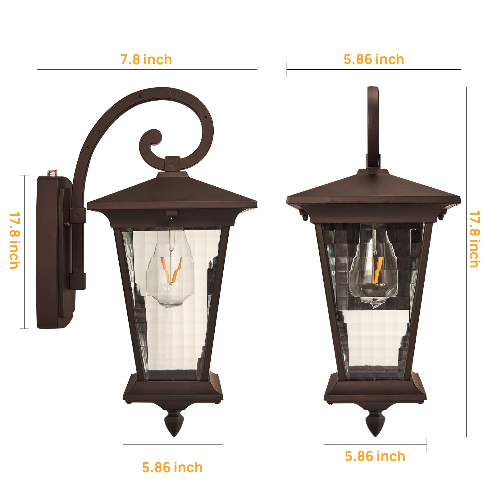 Outdoor Wall Lights with Dusk to Dawn Sensor, LED Bulb, Christmas & Garden Decor, Simple Style E26 Wall Sconce - Automatic On/Off for Balcony, Courtyard, Cafe, Aisle | Perfect for Patio, Pathway & Outdoor Entertaining Areas