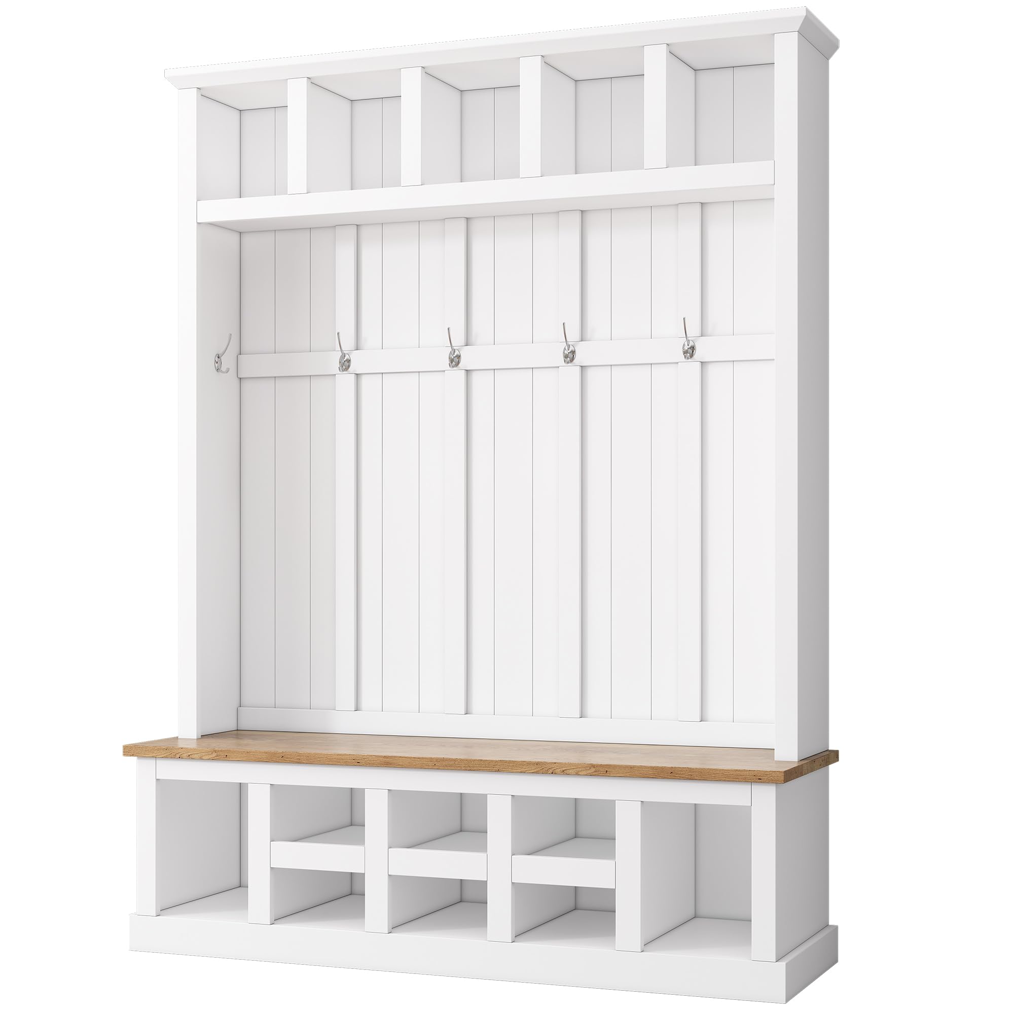 Farmhouse Hall Tree with Seating Bench - 78