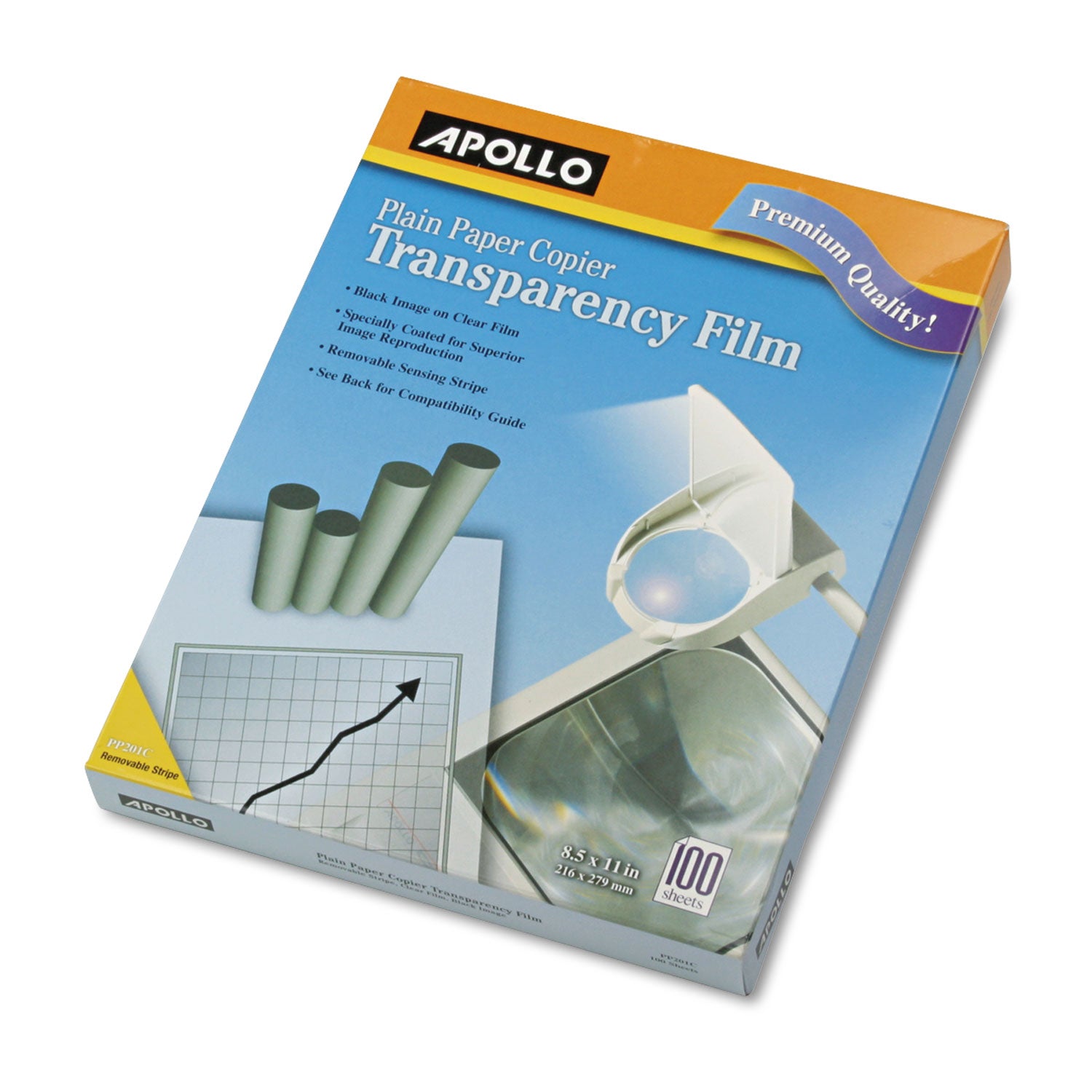 Apollo® Plain Paper Laser Transparency Film with Handling Strip - 8.5