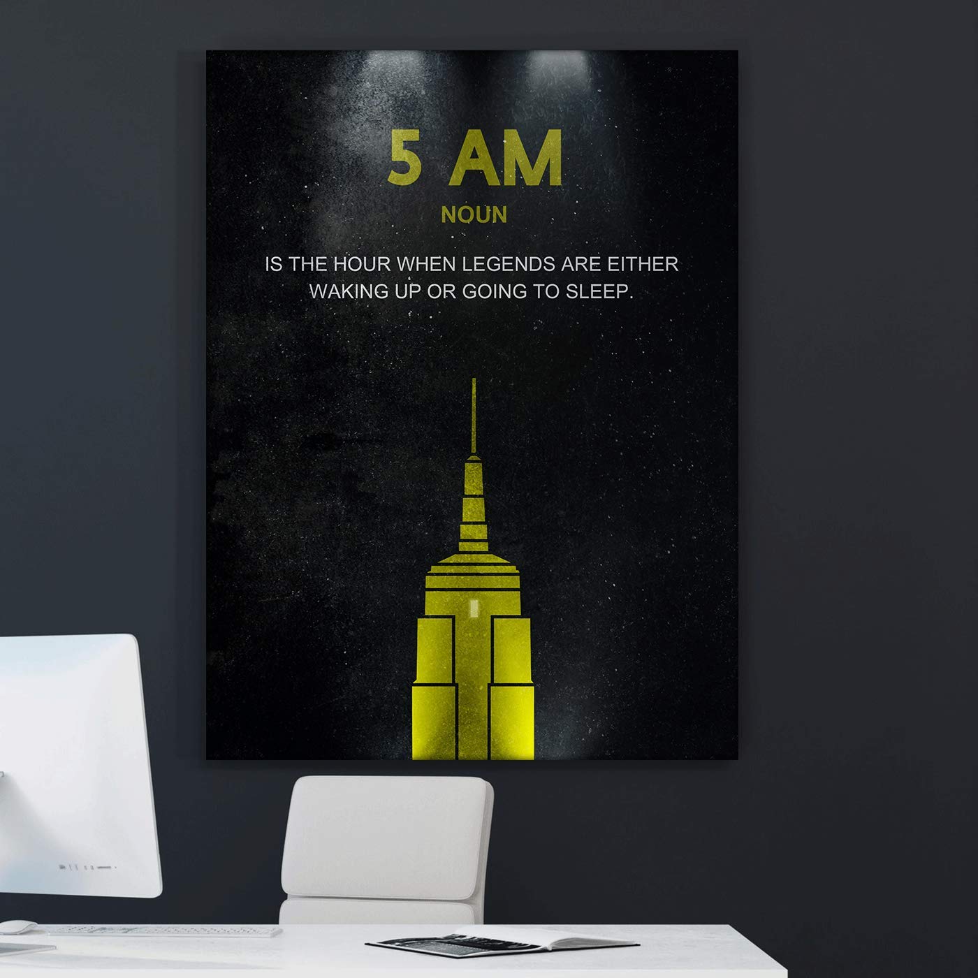 SuccessHunters Motivational Canvas Print - 48x36 Inch Entrepreneur Office Wall Art, 5 AM Club Hustle & Empire State Inspiration - Modern Pop Culture Decor for Home, Office & Workspace Motivation