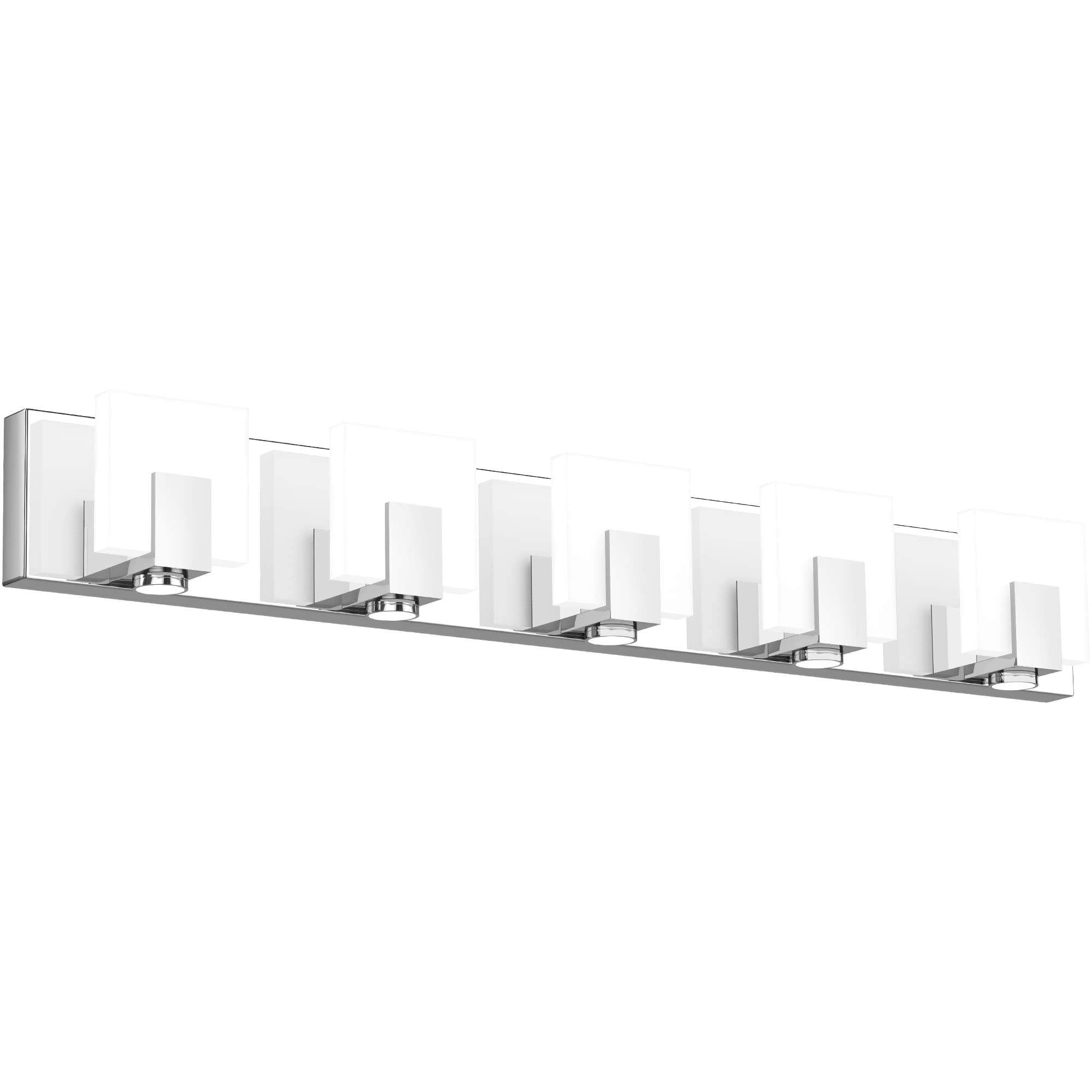SOLFART Modern LED Bathroom Vanity Light Fixture - 5-Light Gloss Chrome Wall Sconce for Mirror Illumination | Perfect for Bathroom, Powder Room & Dressing Area Lighting