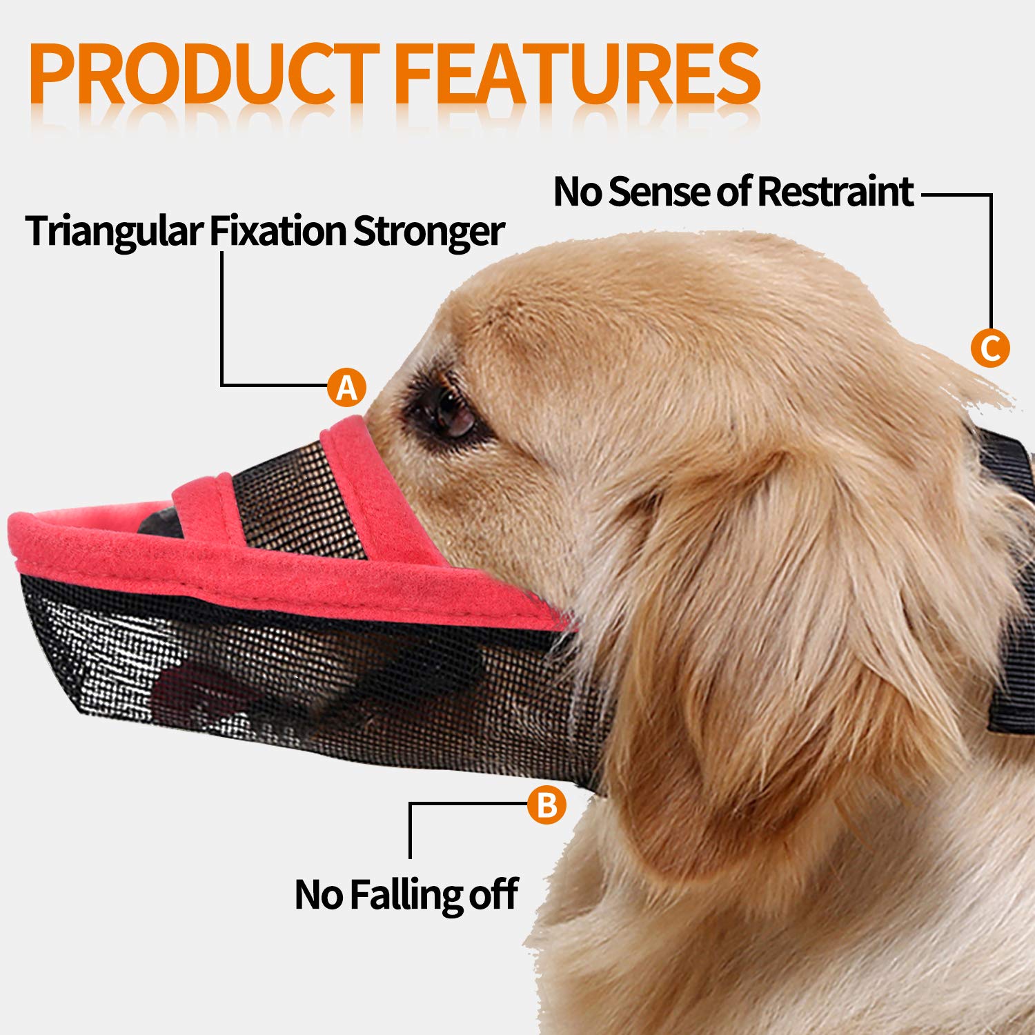 TANDD Breathable Air Mesh Dog Muzzle for Small, Medium & Large Dogs - Anti-Biting, Anti-Barking, Drinkable Pet Muzzle for Training, Grooming & Vet Visits