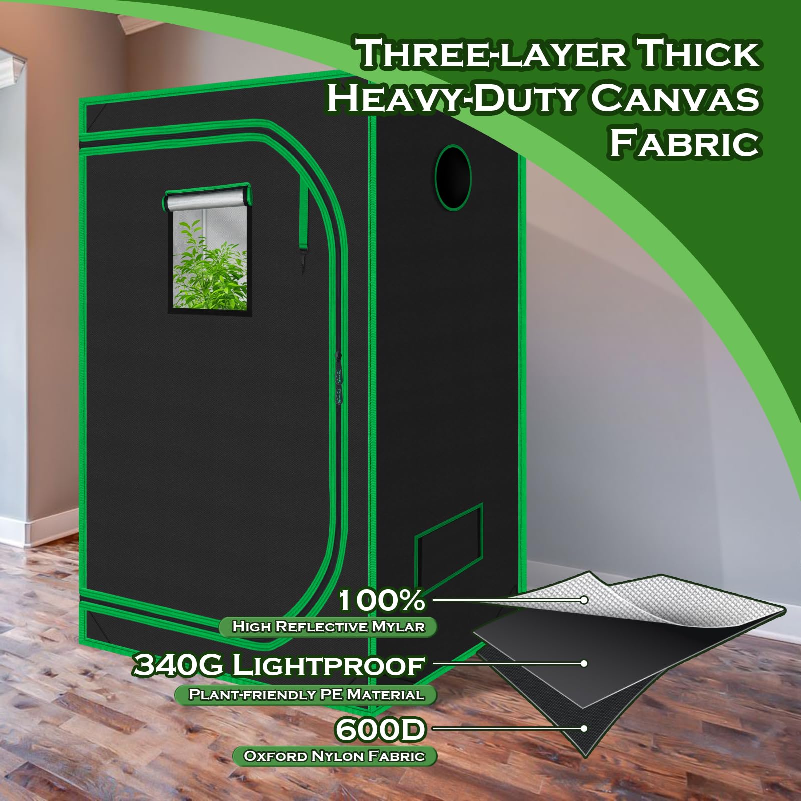 48x48x78 Inch Mylar Hydroponic Grow Tent for Indoor Plants - Observation Window & Removable Waterproof Floor Tray - Perfect for Growing Fruits, Flowers, and Vegetables Year-Round