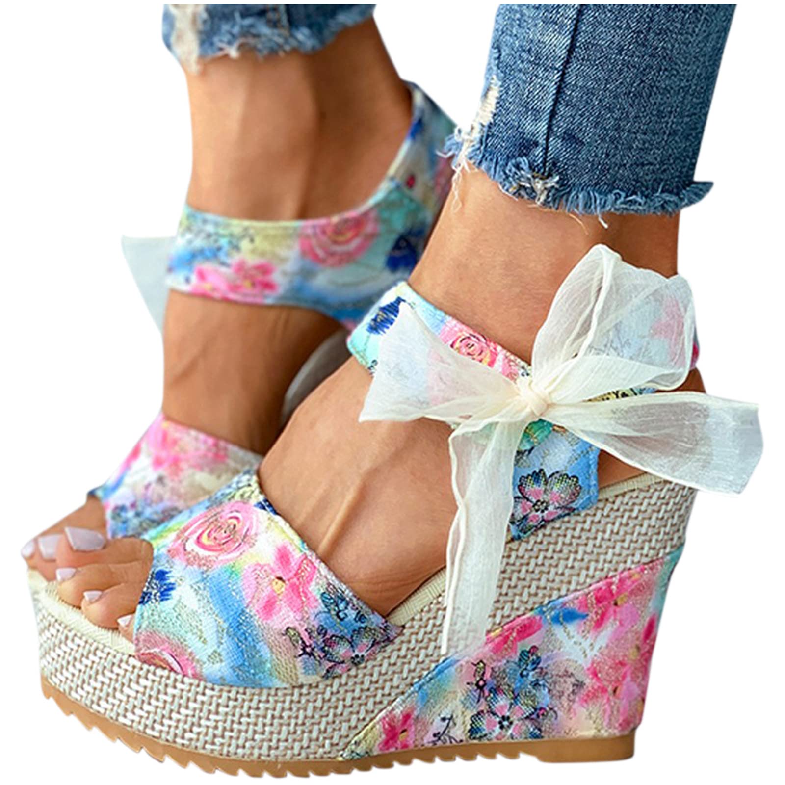 Cookinty Women's Wedge Sandals with Ankle Strap - Open Toe Espadrille Platform Sandals for Summer | Casual Strappy Sandals for Beach, Vacation & Everyday Wear
