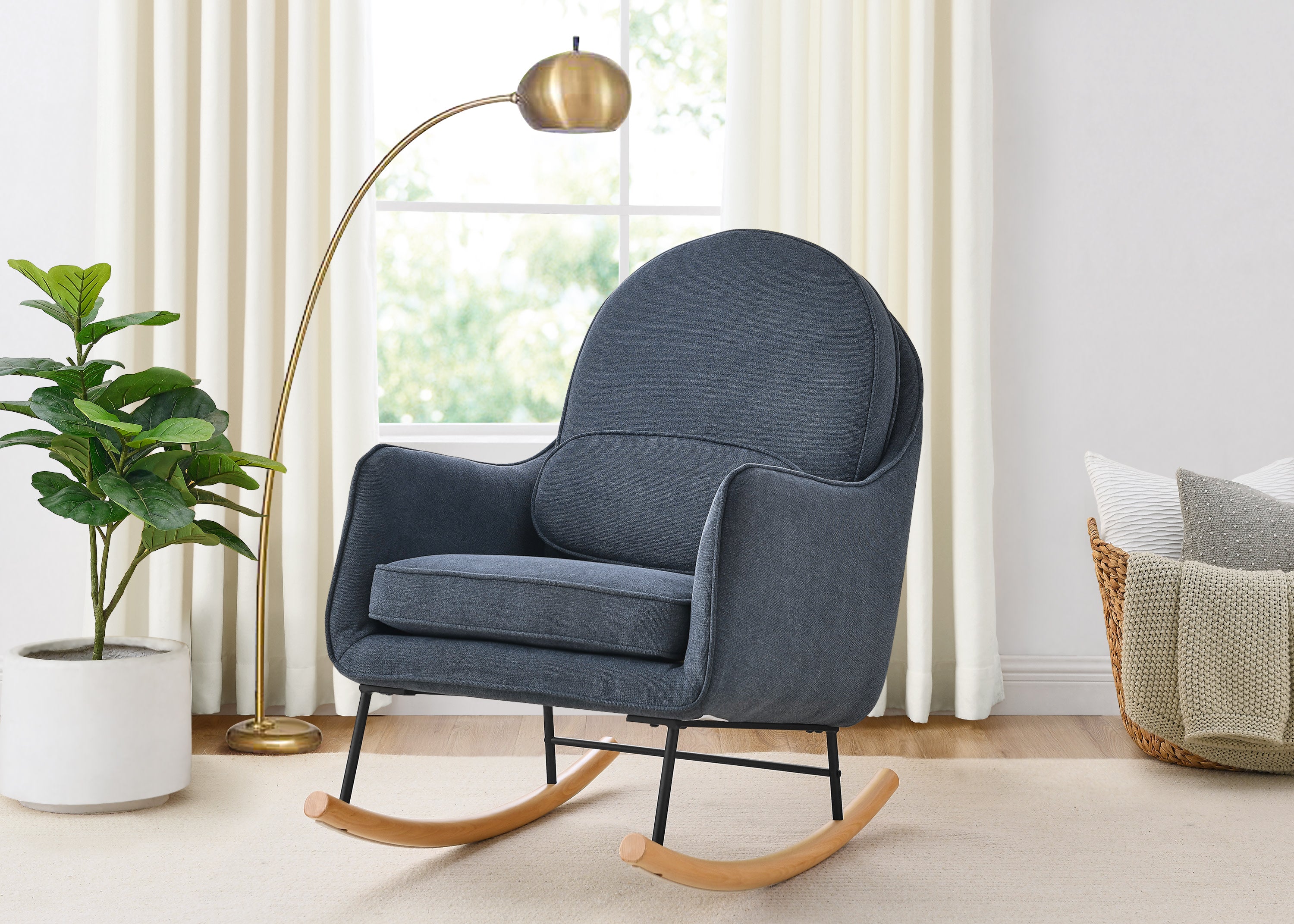 LiveSmart Evolve Fabric Ella Rocker - Comfortable & Stylish Rocking Chair for Living Room, Nursery, or Office Relaxation