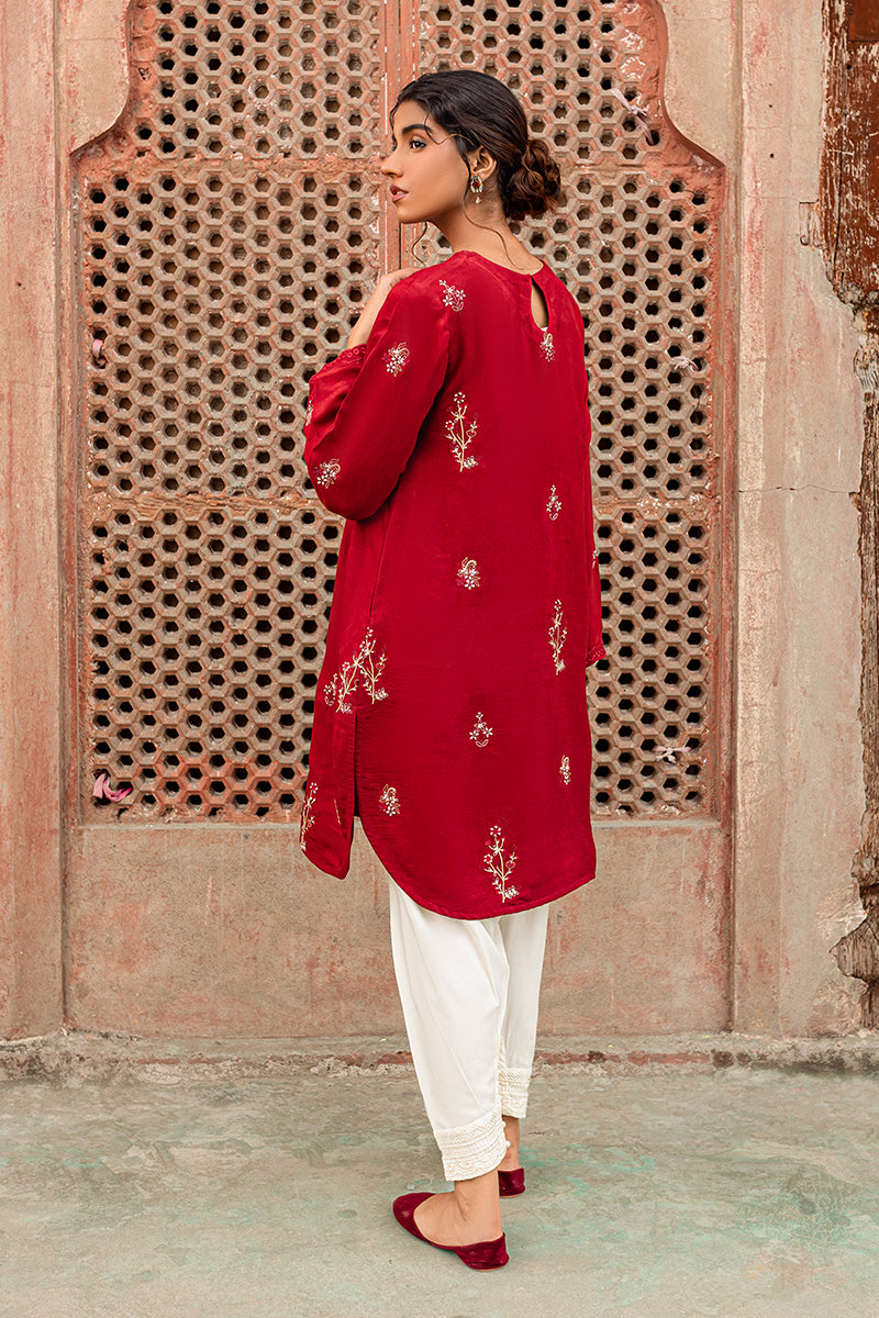 CARMINE GLOW Embroidered Women's Blouse - Elegant Floral Stitch Design for Casual & Party Wear | Perfect for Office, Date Night & Special Occasions