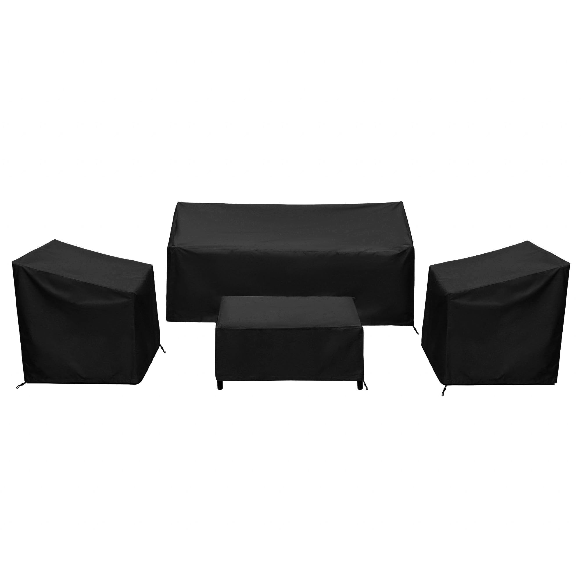 Waterproof XX-Large Black Patio Furniture Covers for 4-Piece Outdoor Conversation Set - Heavy Duty All-Weather Protection for Sofa, Loveseat & Chairs - Perfect for Backyard, Deck, Garden & Poolside Use
