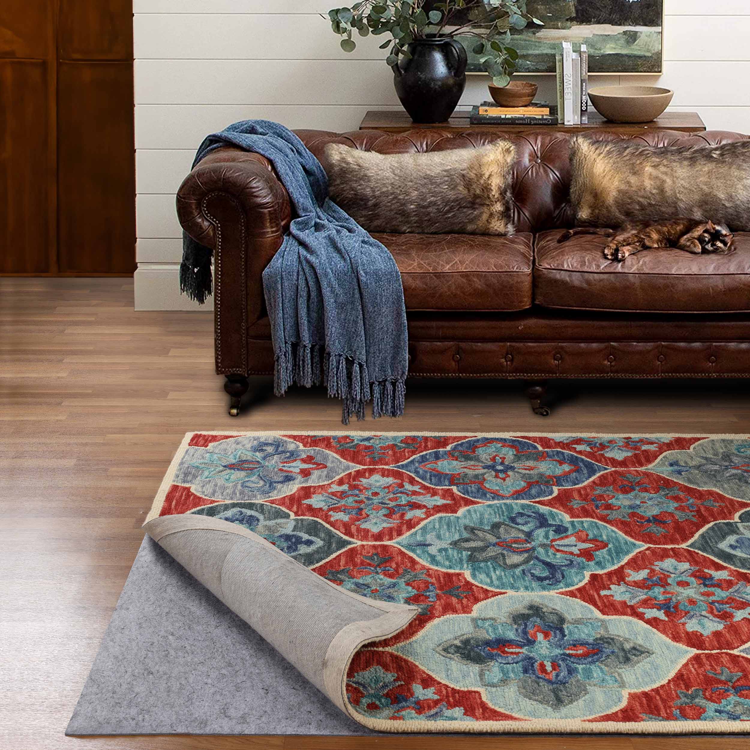 Non-Slip Polyester Felt & Rubber Rug Pad with Coating - Anti-Slip Carpet Underlay for Hardwood Floors, Tile & Laminate - Perfect for Living Room, Bedroom & Nursery Safety