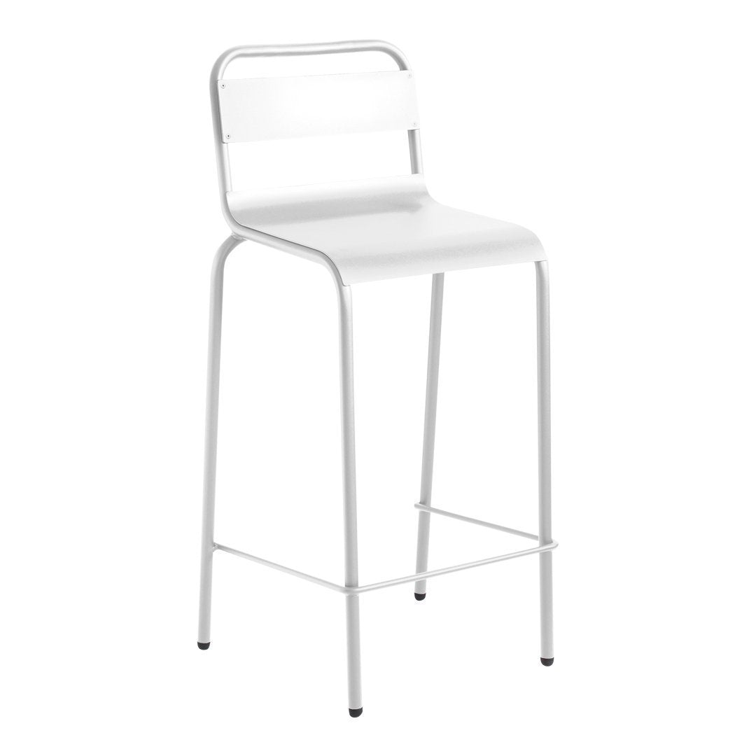 Anglet Outdoor Bar Stool - Rust-Resistant Metal Bar Height Stool with Cushion for Patio, Deck, Poolside & Backyard - Comfortable & Durable Outdoor Seating for Adults