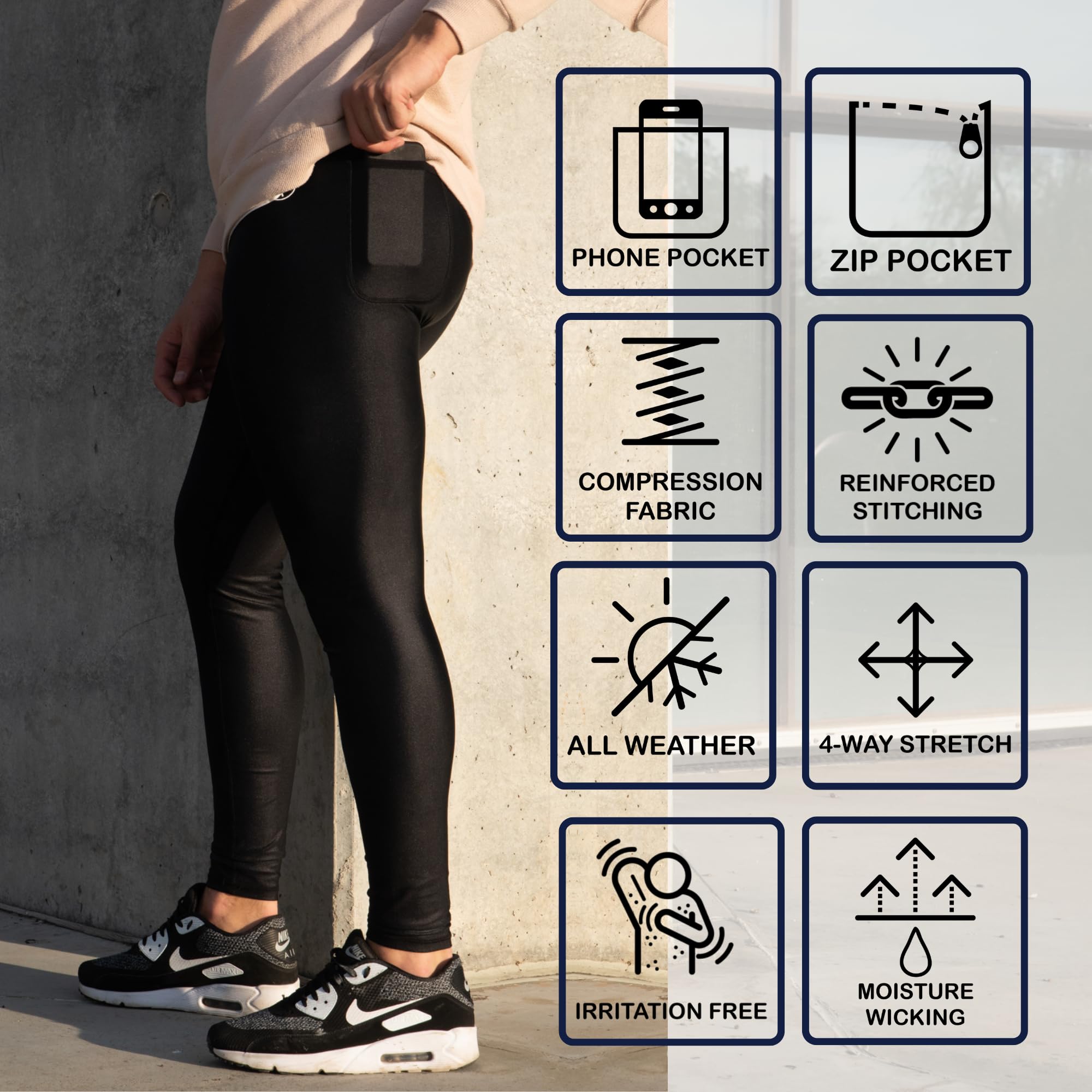 Premium Men's Compression Leggings - Kapow Meggings Supreme Range for Yoga, Gym & Running | Moisture-Wicking Sportswear with Pockets | Perfect for Workouts & Active Lifestyle