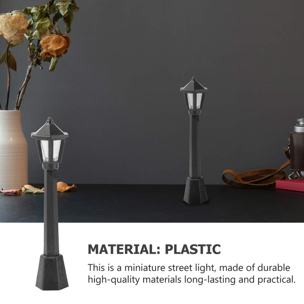 EXCEART 10pcs Mini LED Street Light Decor - Micro Landscape Ornaments for Dining Table, Outdoor Garden, and Home Decor - Resin Figurines with LED Lights for DIY Scenes and Model Displays