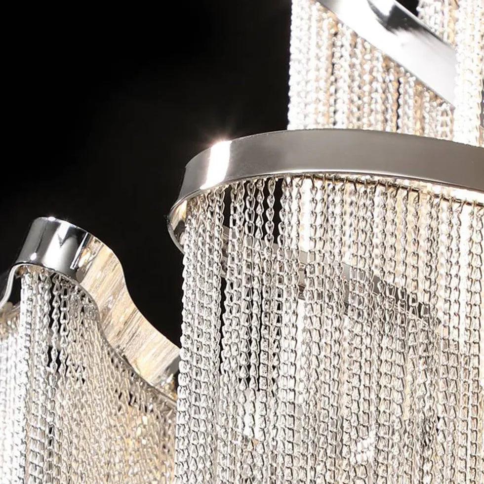 Modern Silver Tassel Pendant Light - Elegant Luxury Chandelier for Dining Room, Bedroom, or Living Room Lighting Decor