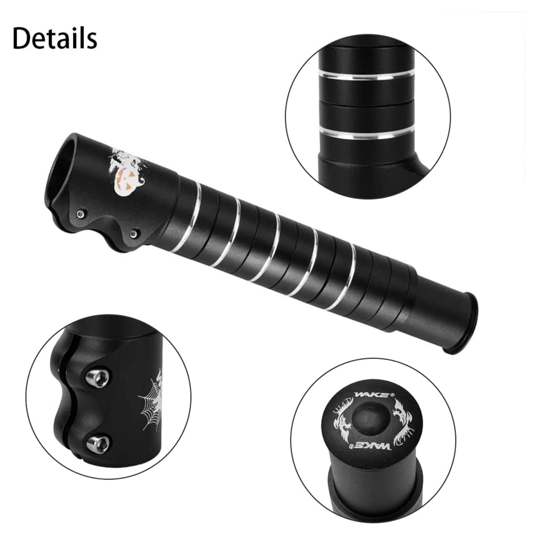 **Adjustable Bike Stem Riser - Aluminum Alloy Handlebar Extender for Mountain, Road, MTB, BMX & Fixie Bikes - Black | Perfect for Comfort & Height Adjustment**    *(Use Case: Ideal for cyclists seeking better posture, comfort, and control on long rides or rough terrains.)*