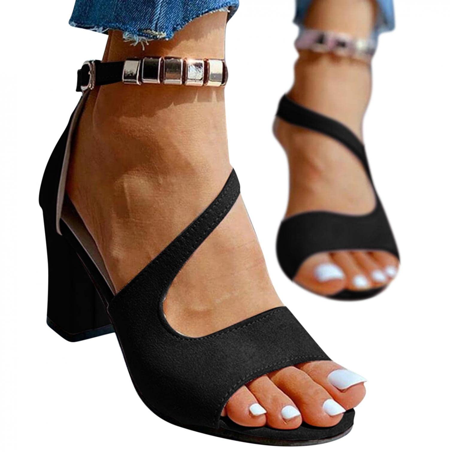 Women's Summer Sandals - Comfortable Wedge & Flat Dressy Sandals with Ankle Strap | Open Toe Platform Espadrille Sandals for Beach, Vacation & Casual Outings