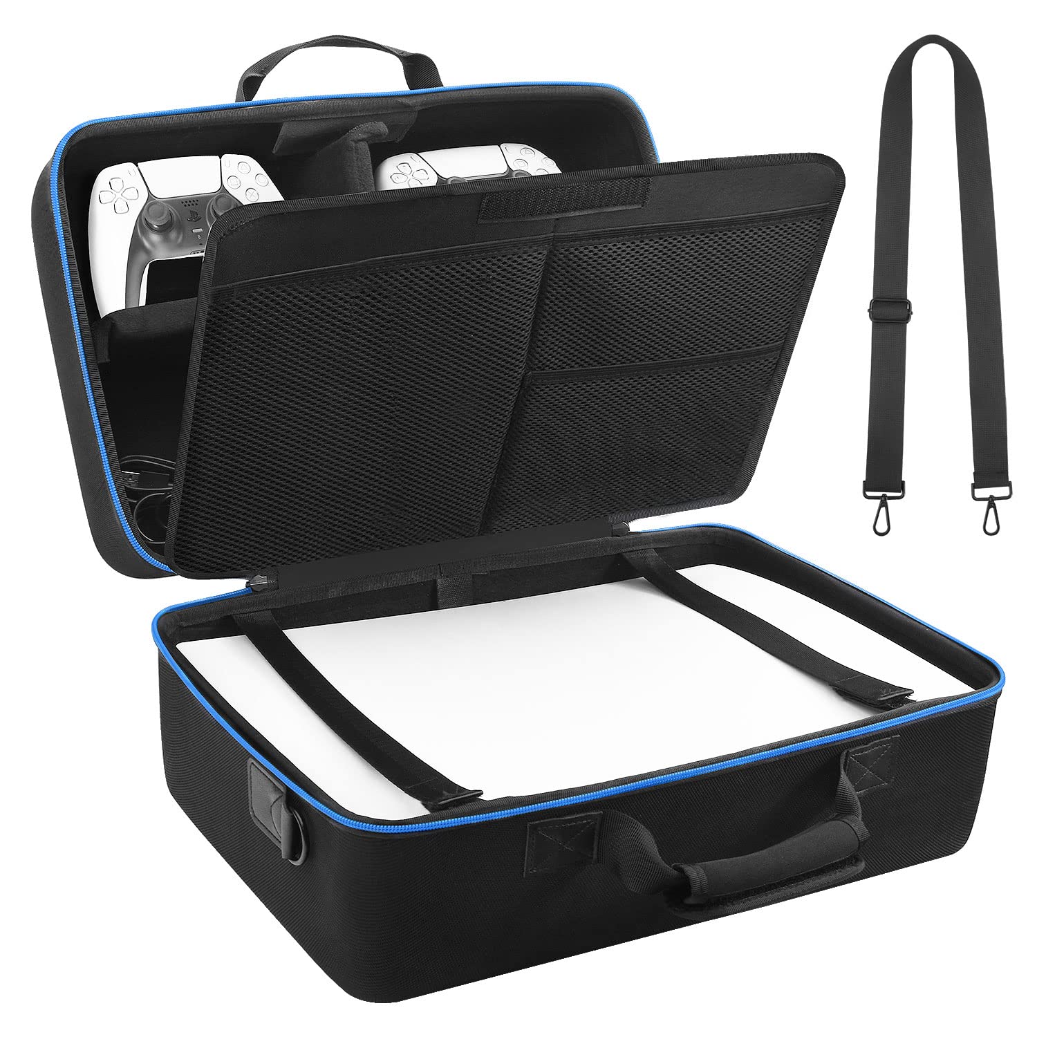 Premium Hard-Shell Travel Case for PS5 Console - Protective Storage Bag with Custom Fit for Playstation 5, DualSense Controllers, Headset & Accessories | Perfect for Gaming Travel, Home Organization & Safe Transport