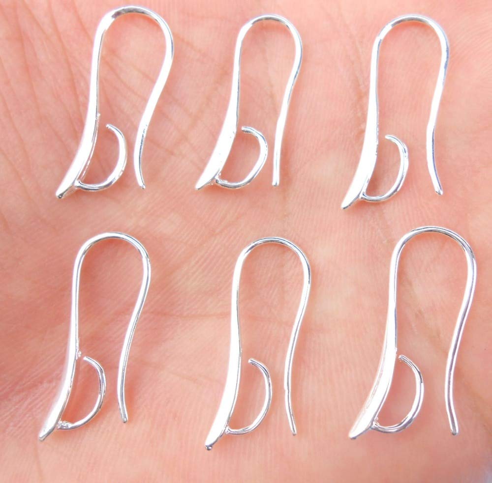 10PCS 925 Silver Jewelry Findings - Hook Earring Wires, Pinch Bails for Crystal Beads DIY Jewelry Making - Perfect for Earrings, Necklaces & Handmade Crafts