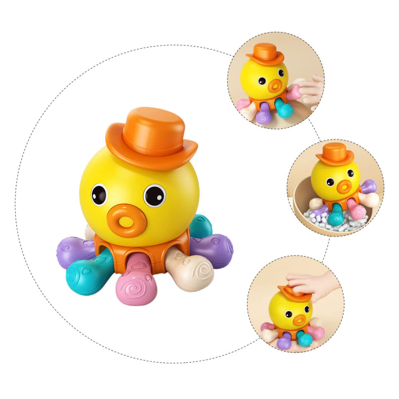 DRESSOOS Wind-Up Swimming Octopus Toy - Orange Bath Tub & Shower Water Toy for Kids - Fun Bathtime Clockwork Animal Toy for Toddlers & Children - Perfect for Pool Parties, Bath Playtime & Sensory Water Activities