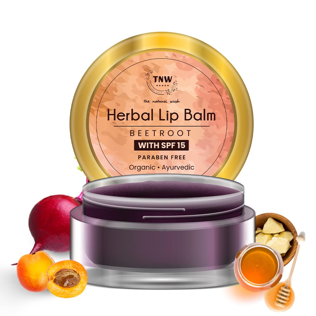 TNW THE NATURAL WASH Herbal Beetroot Lip Balm for Dry, Damaged & Chapped Lips - 5gm | Enriched with Cocoa Butter, Shea Butter & Essential Oils | SPF 15 Protection | Nourishing & Moisturizing Lip Care | Unisex | Perfect for Outdoor Activities, Winter Care & Daily Lip Protection