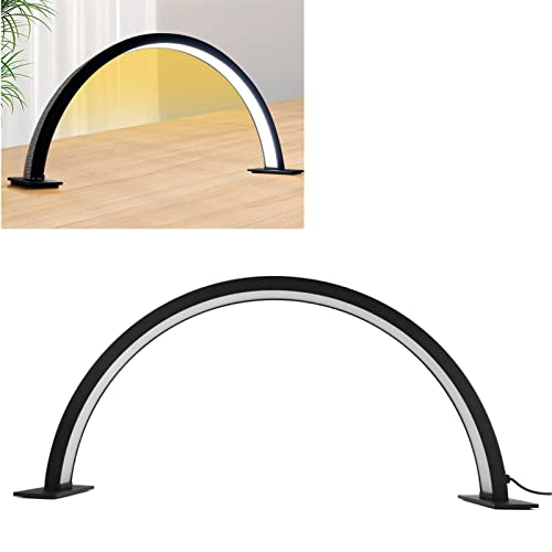 Zudoo 22 Inch LED Half Moon Nail & Lash Light - Dimmable Esthetician Lamp with 3 Color Temperatures for Eyelash Extensions, Eyebrows, Tattoo & Skincare - Perfect for Salons, Spas & Home Use (EU Plug)