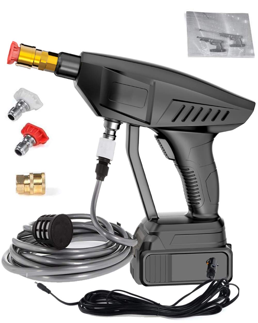 12V Cordless Portable Car Washer - High Pressure Power Cleaner with 2 Adjustable Nozzles & Water Gun | Perfect for RV, Boat, Patio, and Outdoor Cleaning