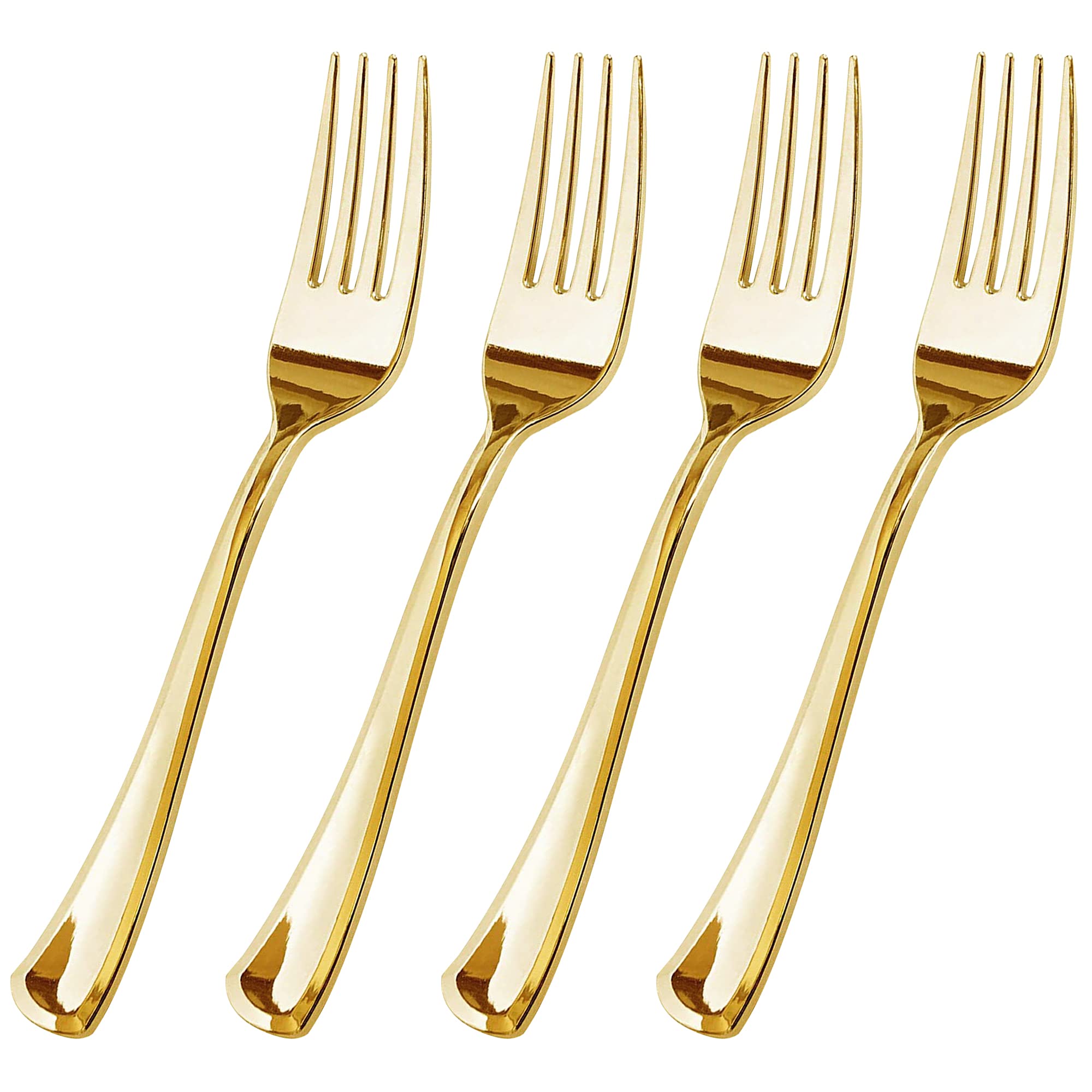 50-Piece Gold Plastic Forks Set - Heavy Duty Disposable Silverware for Parties, Weddings & Events - 7.4 Inch Elegant Plastic Utensils - Perfect for Catering, Picnics & Outdoor Dining