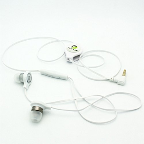 Retractable Wired In-Ear Headphones with Microphone - Noise Isolating Stereo Earbuds for Samsung Galaxy Tab 7/7.7/3 7.0 Kids/ATIV Tab/Series 7 Slate - Perfect for Commuting, Workouts & Online Classes