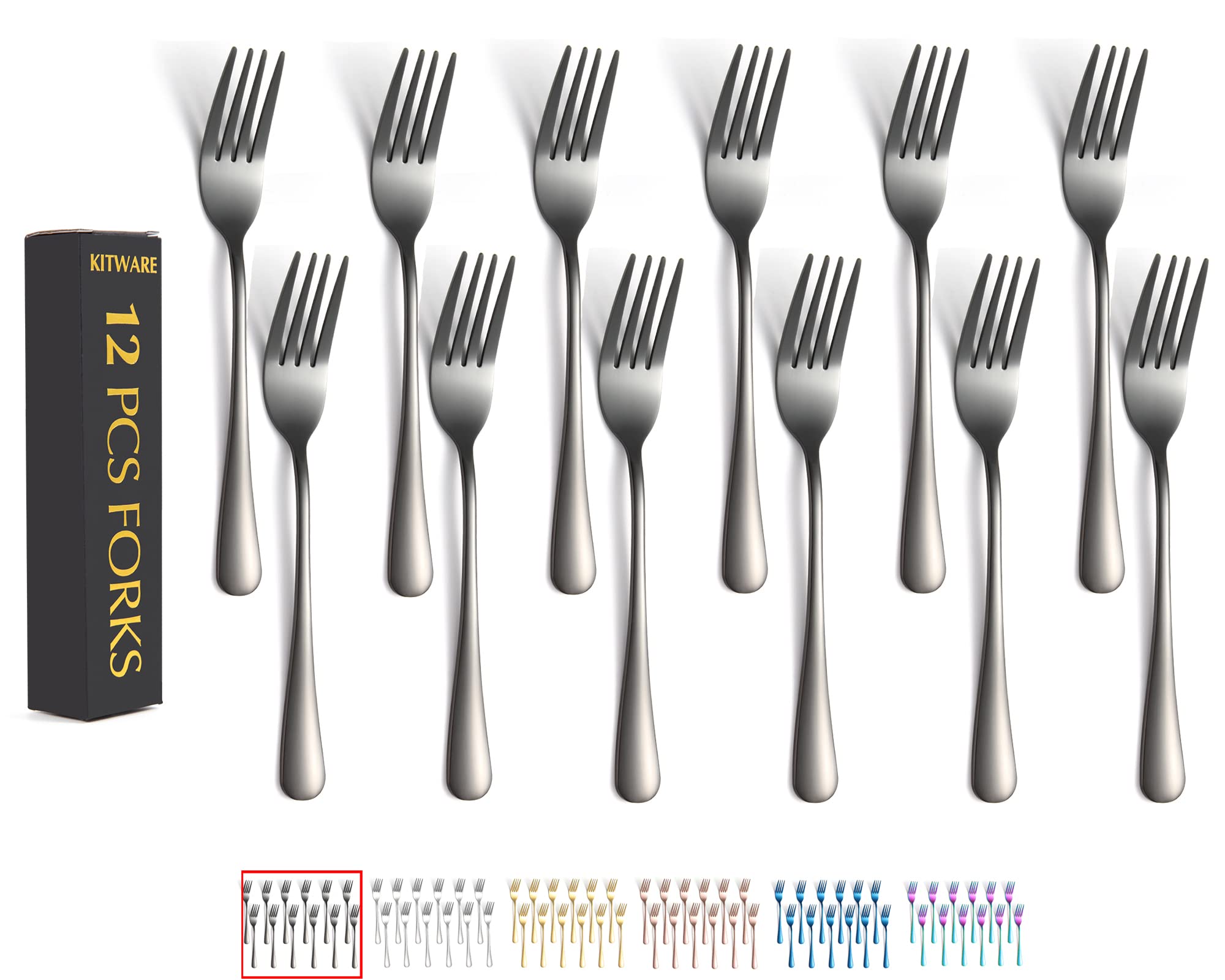 12-Piece Black Stainless Steel Silverware Forks Set - Durable Kitchen Cutlery for Restaurant, Home & Apartment | Perfect for Dining, Parties, and Everyday Use