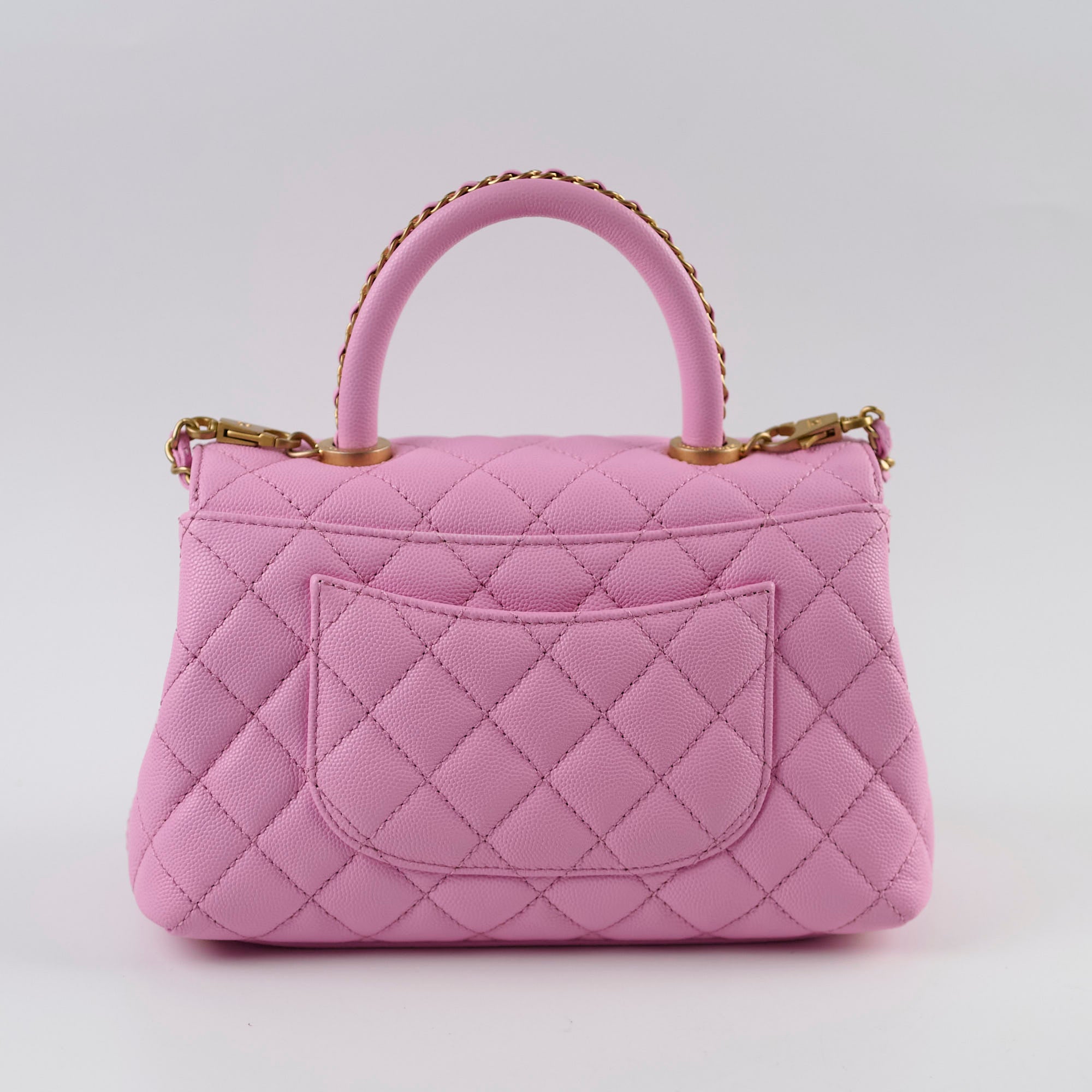 Authentic Chanel Small Coco Handle Bag in Pink Caviar Leather with Microchip - Perfect for Date Nights, Parties & Luxury Fashion Accessories