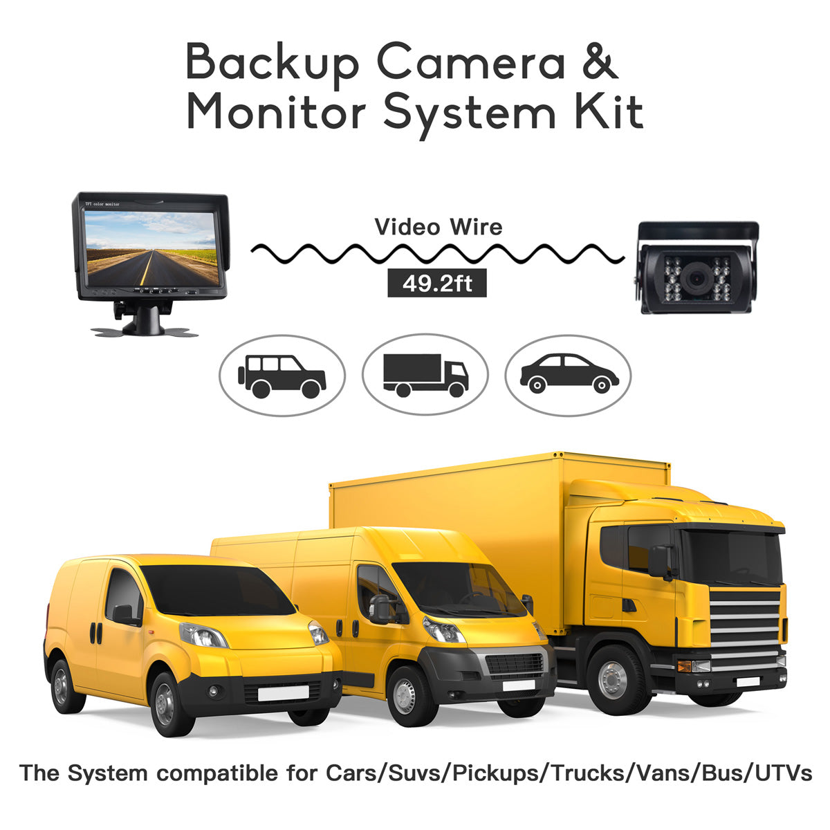Campark CA711 RV Backup Camera System with 7-Inch LCD Monitor - Wireless Rear View Camera for Trailers, Vans, Jeeps & SUVs - Perfect for Parking, Hitching & Safe Reversing