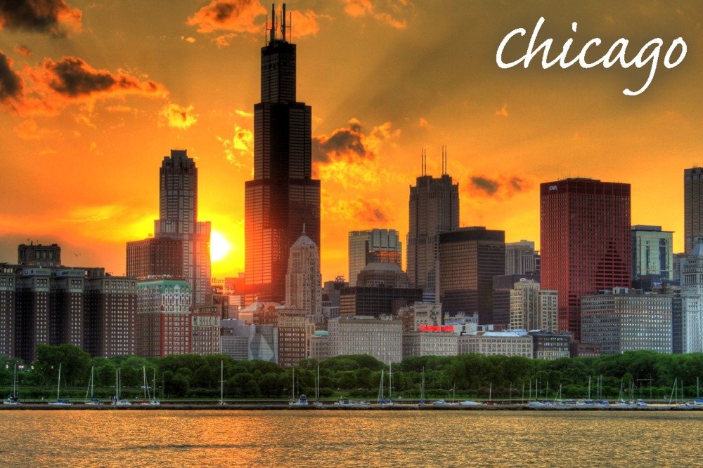 Lantern Press Chicago Illinois Skyline at Sunset - 16x24 Wrapped Canvas Wall Art for Home & Office Decor - Perfect for Living Room, Bedroom or Gift