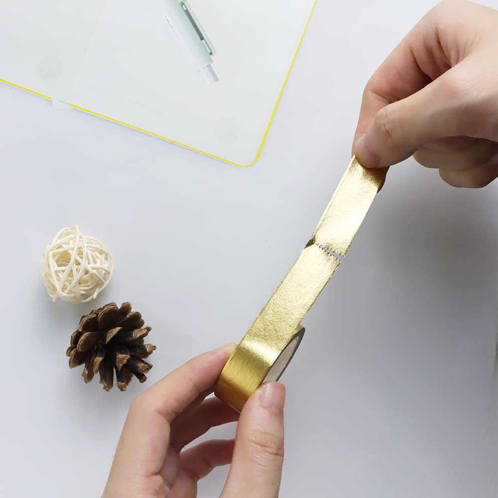 AxeWoodz 3 Rolls Gold Foil Washi Tape Set - Decorative Adhesive Paper Tape for Gift Wrapping, DIY Crafts, Scrapbooking, Journaling & Home Decor - Perfect for Party Invitations, Card Making and Bullet Journal Supplies