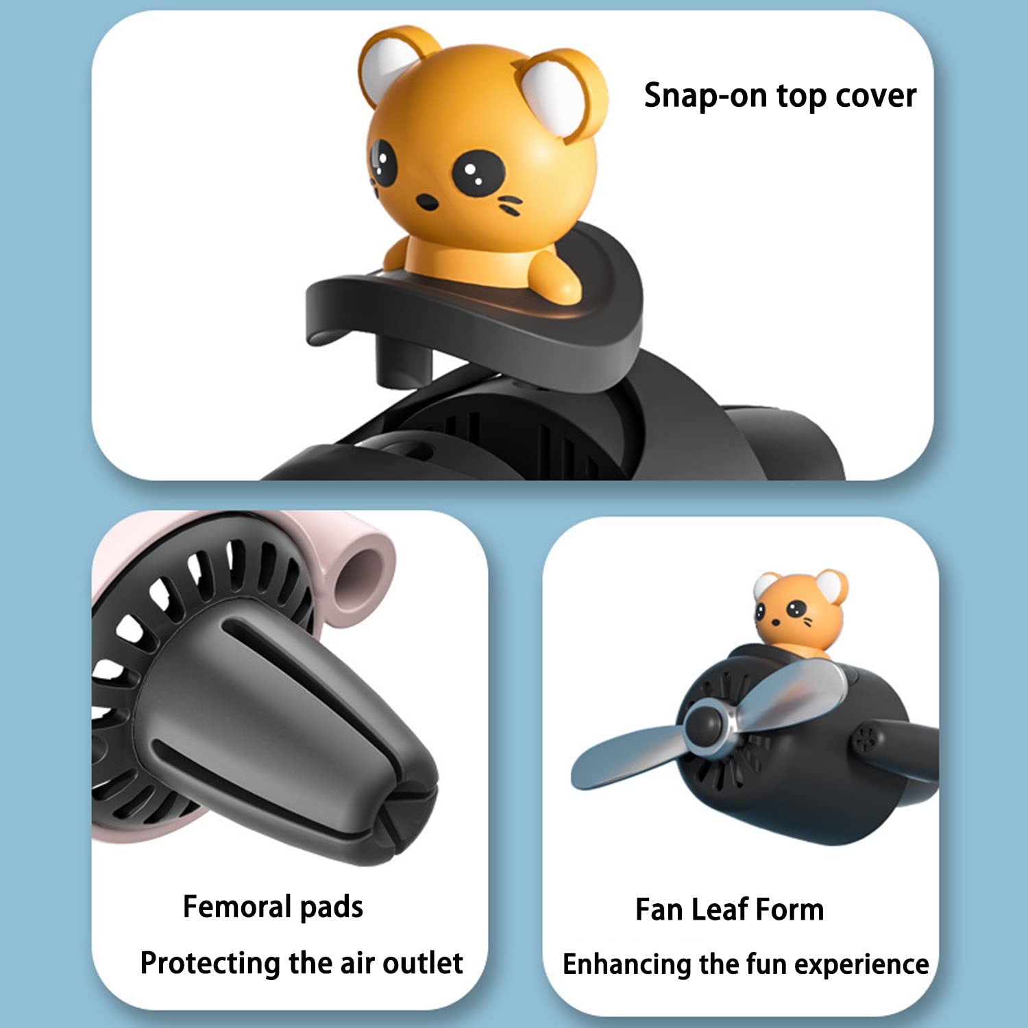 Cute Cartoon Pilot Car Air Freshener - Solid Perfume Auto Vent Clip Decor (Black Mouse) | Perfect for Cars, Trucks & Office Spaces