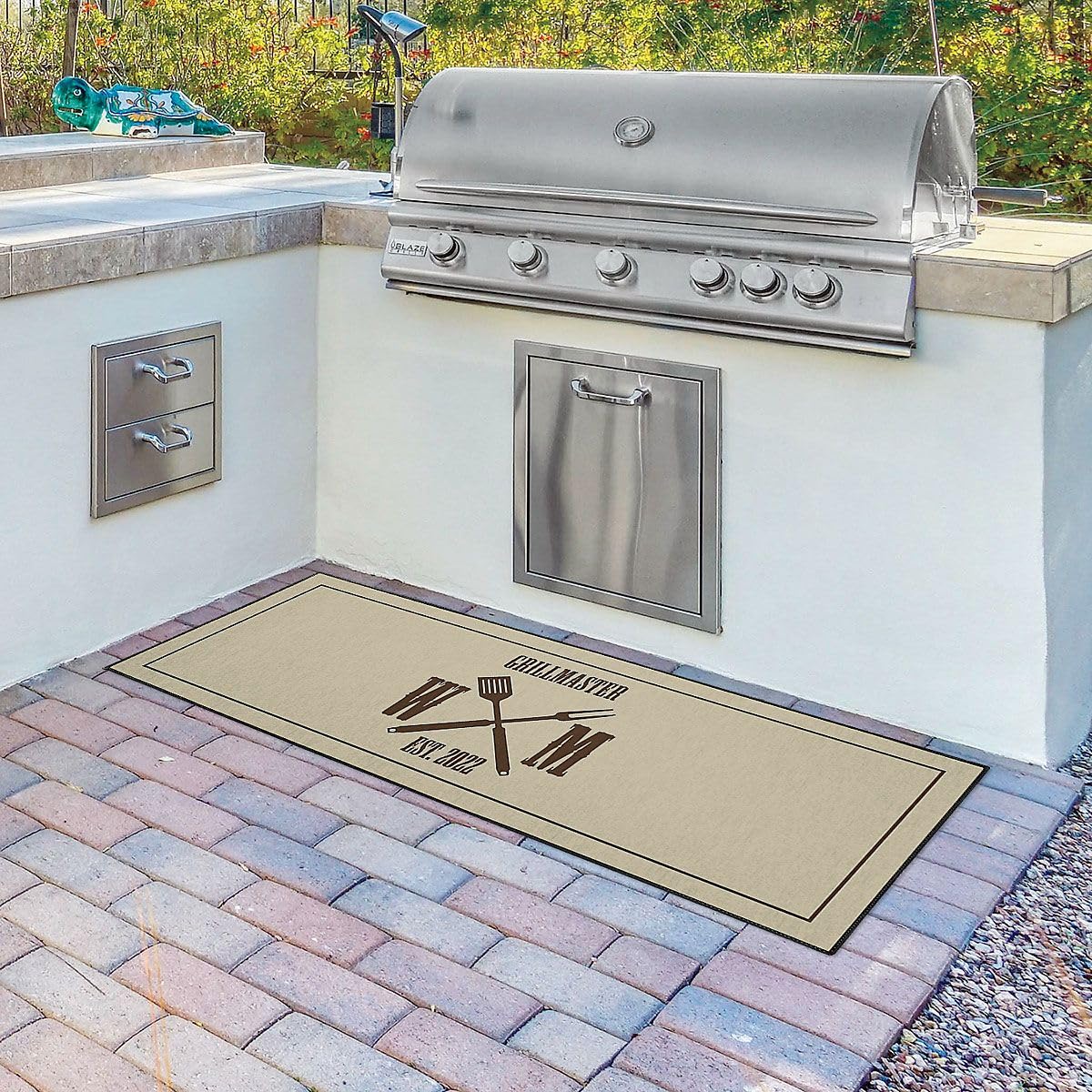 Lillian Vernon Grillmaster Personalized Grill Mat - Non-Slip Poly Pad for Outdoor Cooking, 23