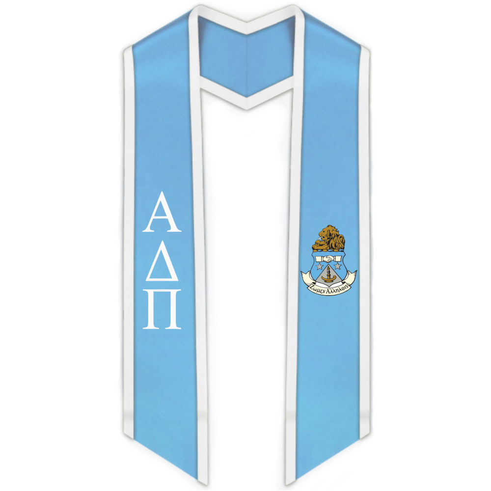 Alpha Delta Pi Greek Letter Graduation Stole with Embroidered Crest - Perfect for Sorority Sisters & Graduation Ceremonies