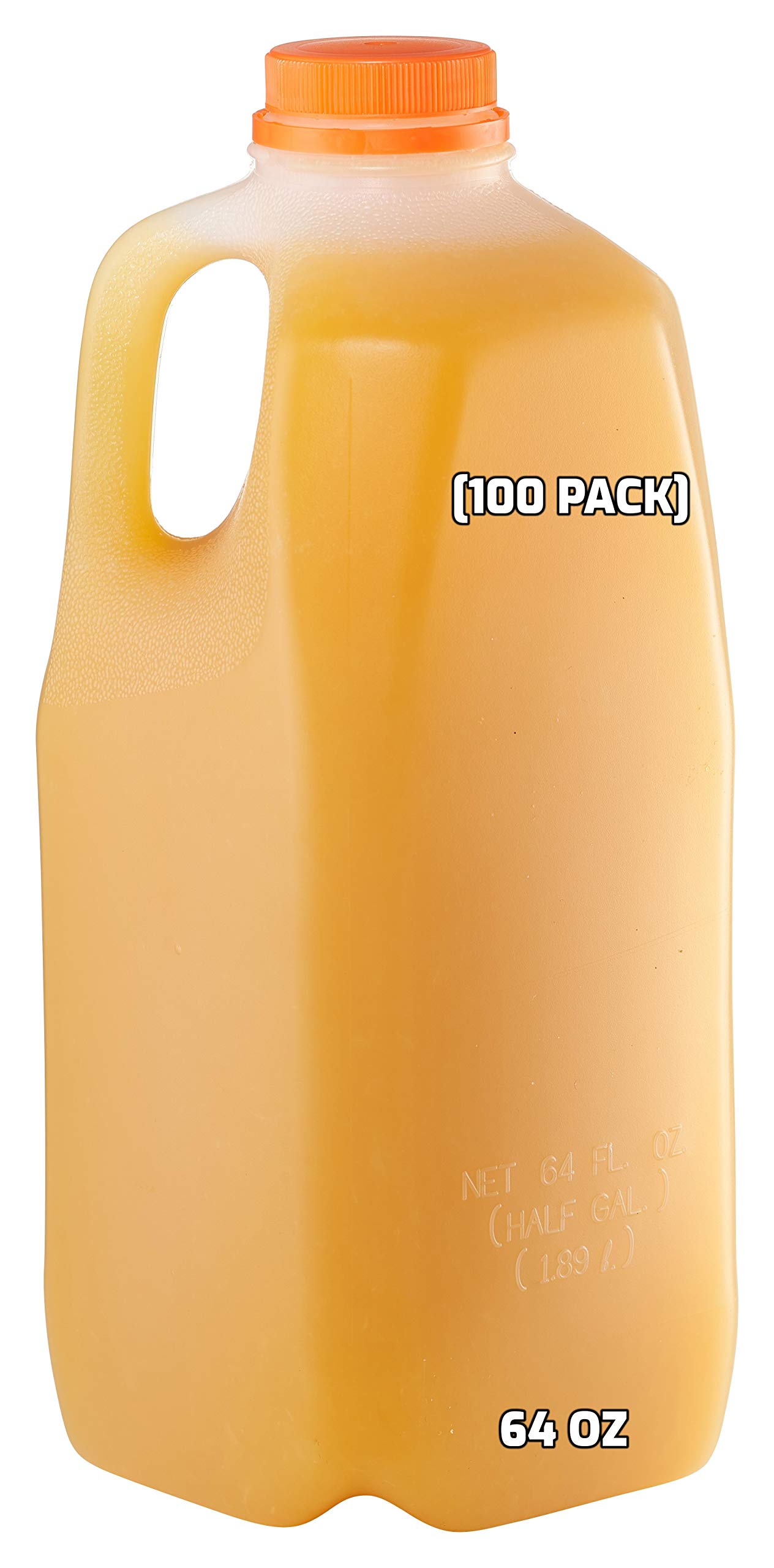 100 Pack 64oz Empty Plastic Juice Bottles with Tamper Evident Caps - Half Gallon Smoothie Containers for Juicing, Milk Storage, Meal Prep & Outdoor Picnics | BPA-Free Reusable Bottles for Home, Restaurant & Commercial Use by EcoQuality