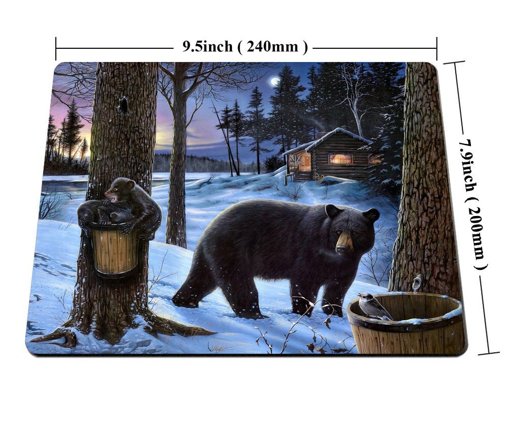 Custom Smooffly Gaming Mouse Pad - Winter Bear Design, Non-Slip Rubber Base, Extra Large Size for PC & Laptop - Perfect for Gaming, Office Work & Home Use