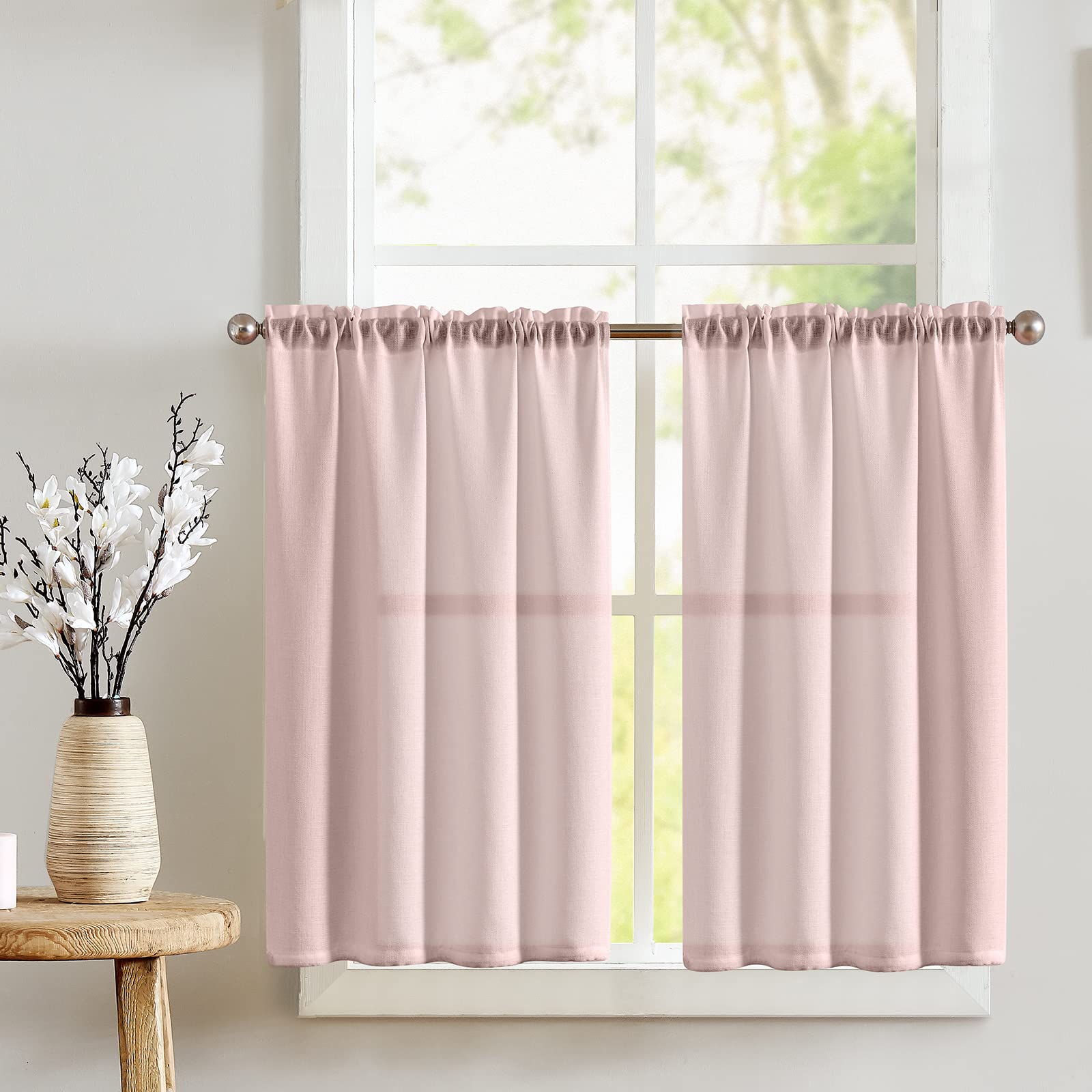 JINCHAN Semi-Sheer Kitchen Curtains - 2 Panels 45