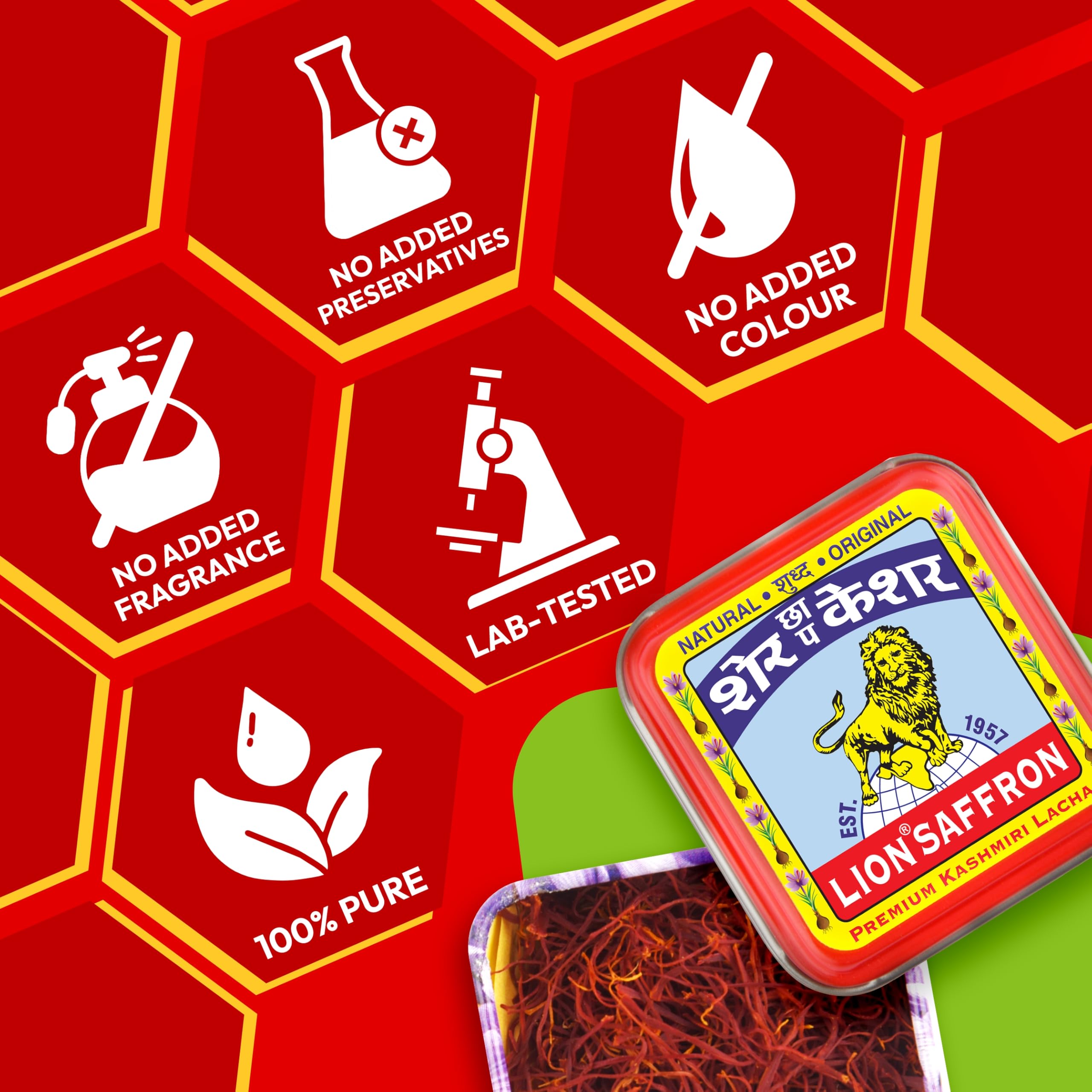 Premium Kashmir Saffron (Kesar/Azafran) - Certified Grade A+ Pure Kashmiri Saffron Threads 1g for Cooking, Tea, Biryani & Health Benefits | Ideal for Gourmet Dishes, Skincare & Wellness Rituals